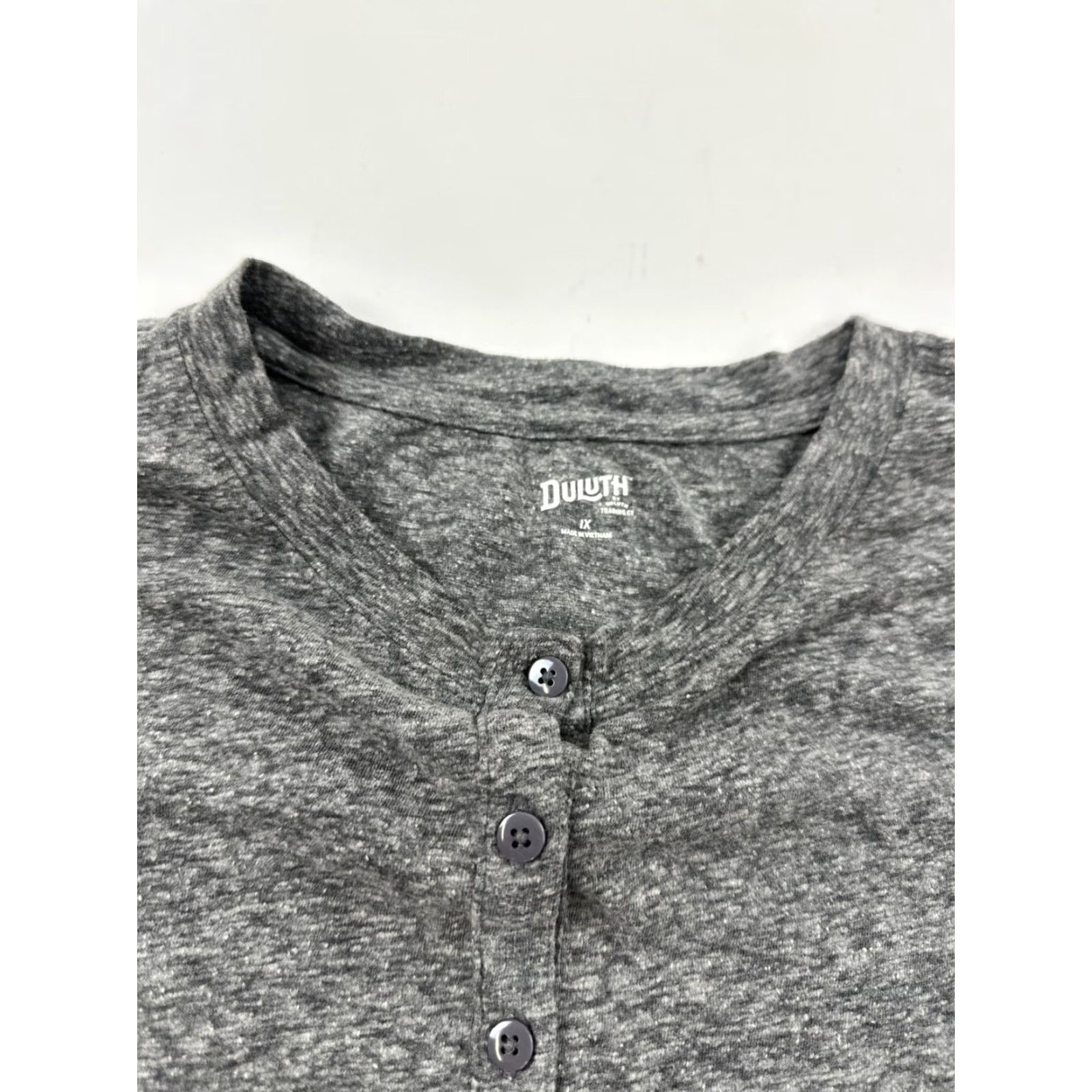 Vintage Duluth Shirt Womens 1X Gray Heather Regular Fit Casual Short Sleeve Henley Neck Size XL / US 12-14 / IT 48-50 - 3 Thumbnail
