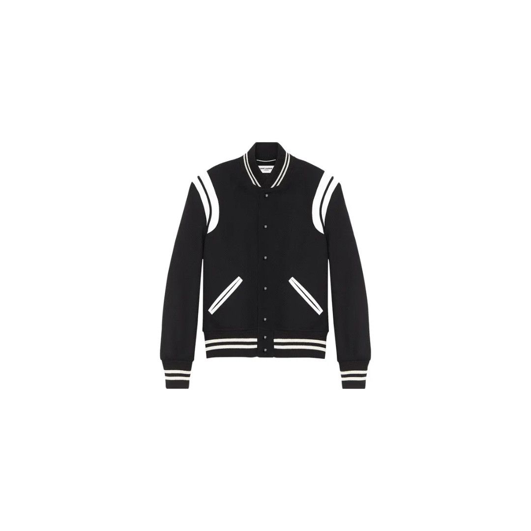 Saint Laurent Paris oc11z1225 376283 Teddy Jacket in Wool in Black & Cream Size US L / EU 52-54 / 3 - 1 Thumbnail