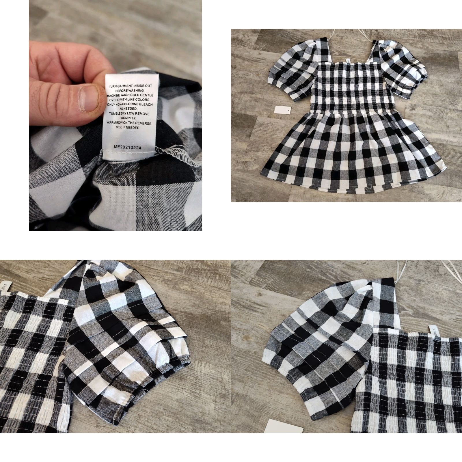Vintage Grace+Karma Top Womens M Gingham Top Smocked Puff Sleeve Checker Plaid NWT Size M / US 6-8 / IT 42-44 - 9 Thumbnail