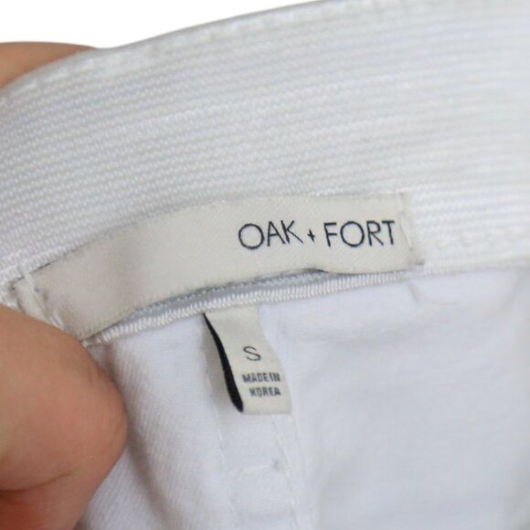 Oak + Fort Oak + Fort Frayed Raw Hem White Mid Rise Skinny Jeans Size 25" / US 0 / IT 36 - 3 Thumbnail