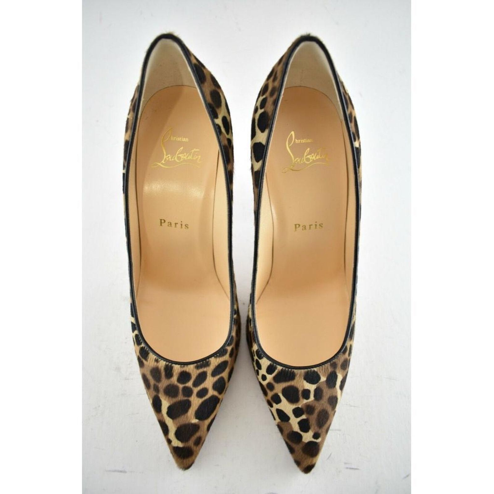 Christian Louboutin Kate 100 Pony Madagascar Leopard Black Brown Heel Pump 37.5 Size US 7.5 / IT 37.5 - 7 Thumbnail