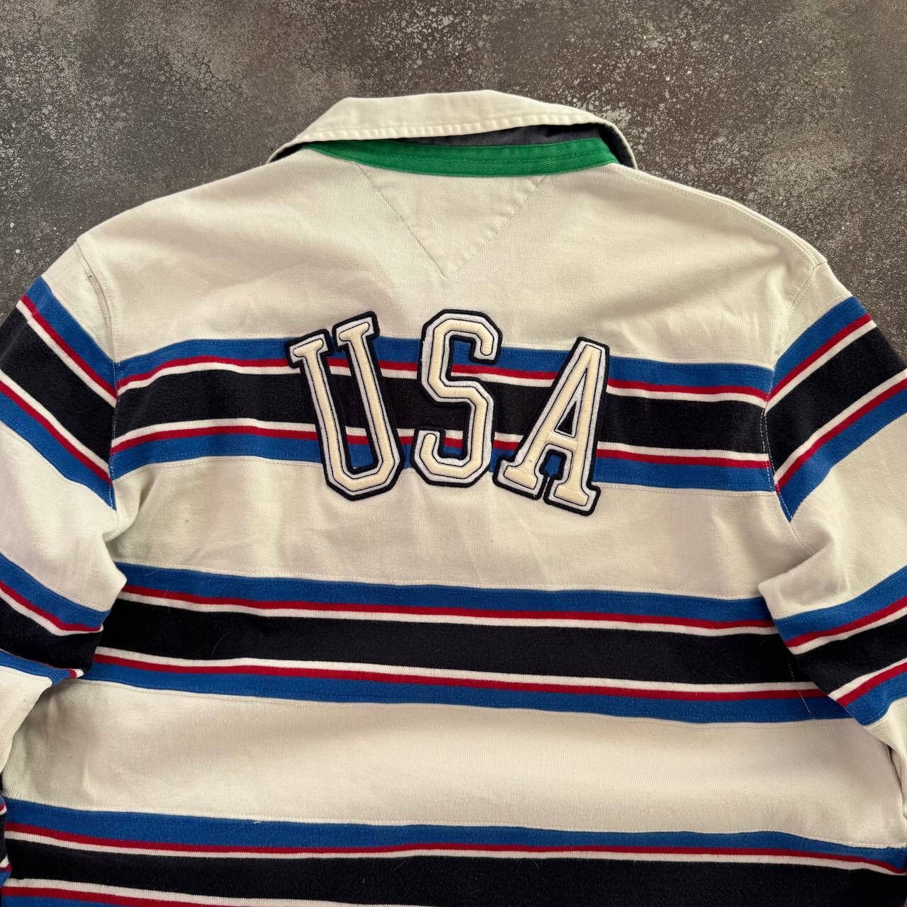 Tommy Hilfiger Tommy Hilfiger USA Vintage Stripped Rugby Long Sleeve Shirt Size US XL / EU 56 / 4 - 3 Thumbnail