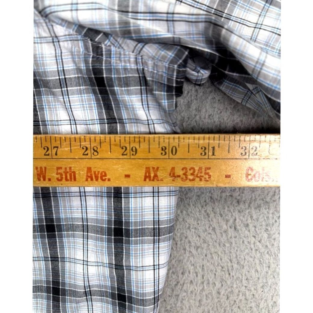 Wrangler Wrangler Wrancher Western Shirt Mens 3X Big Grey Plaid Pearl Snap Cowboy Short Sleeve Shirt Size US XXL / EU 58 / 5 - 5 Thumbnail