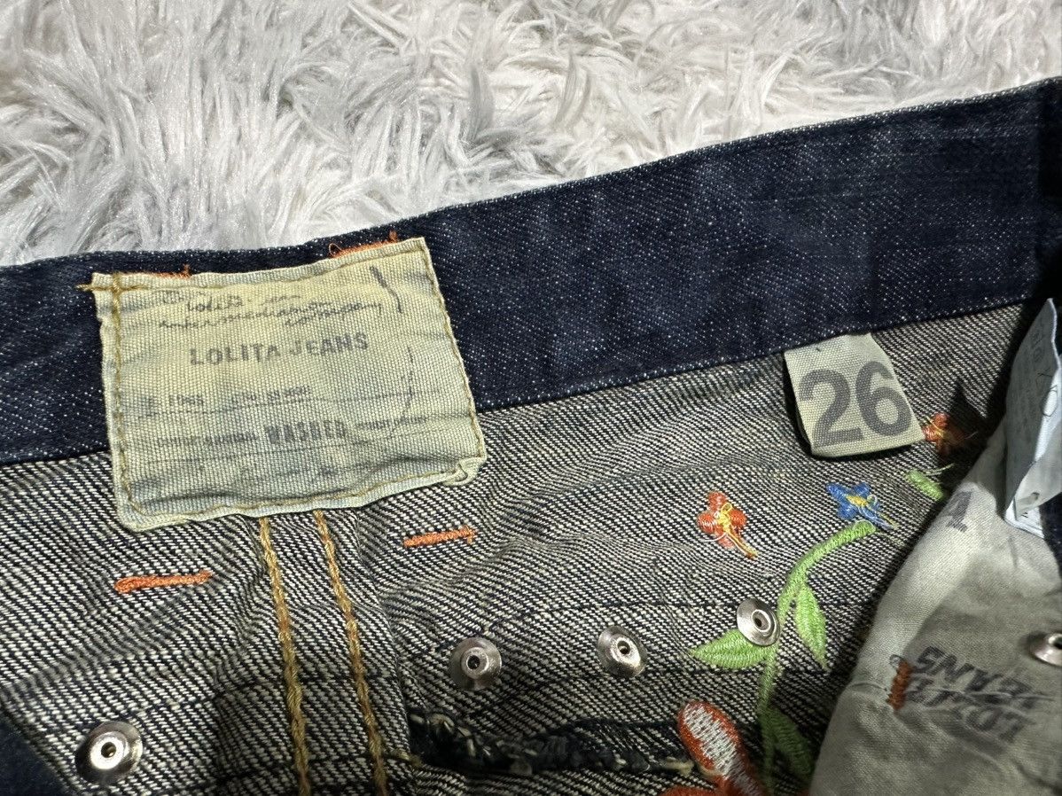 Tornado Mart 🔥Y2K Lolita Exotic Vintage Denim Flared Embroidered Floral Size US 29 - 13 Thumbnail