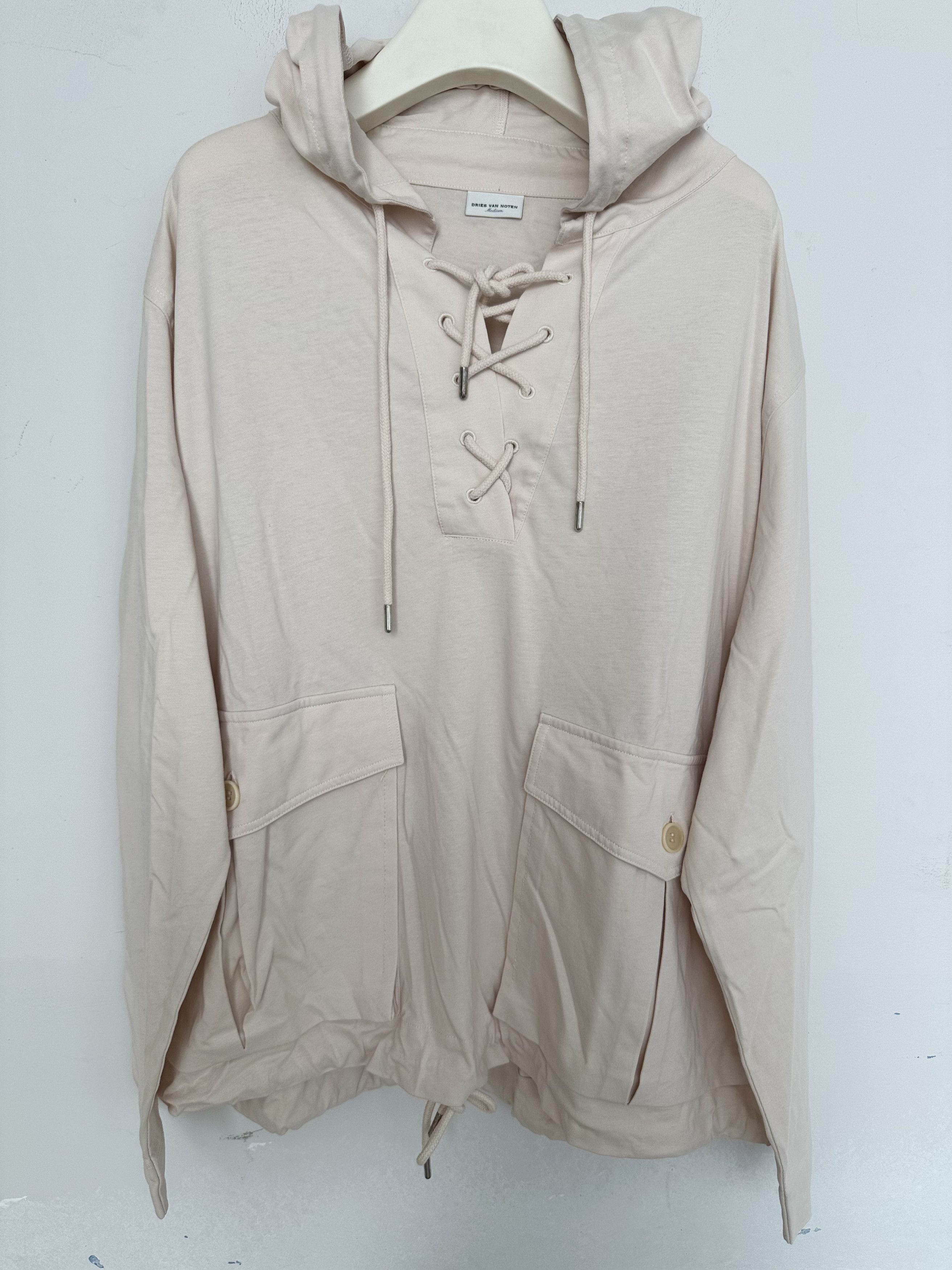 Dries Van Noten Tan Lace-Up Hoodie Size M / US 6-8 / IT 42-44 - 1 Thumbnail