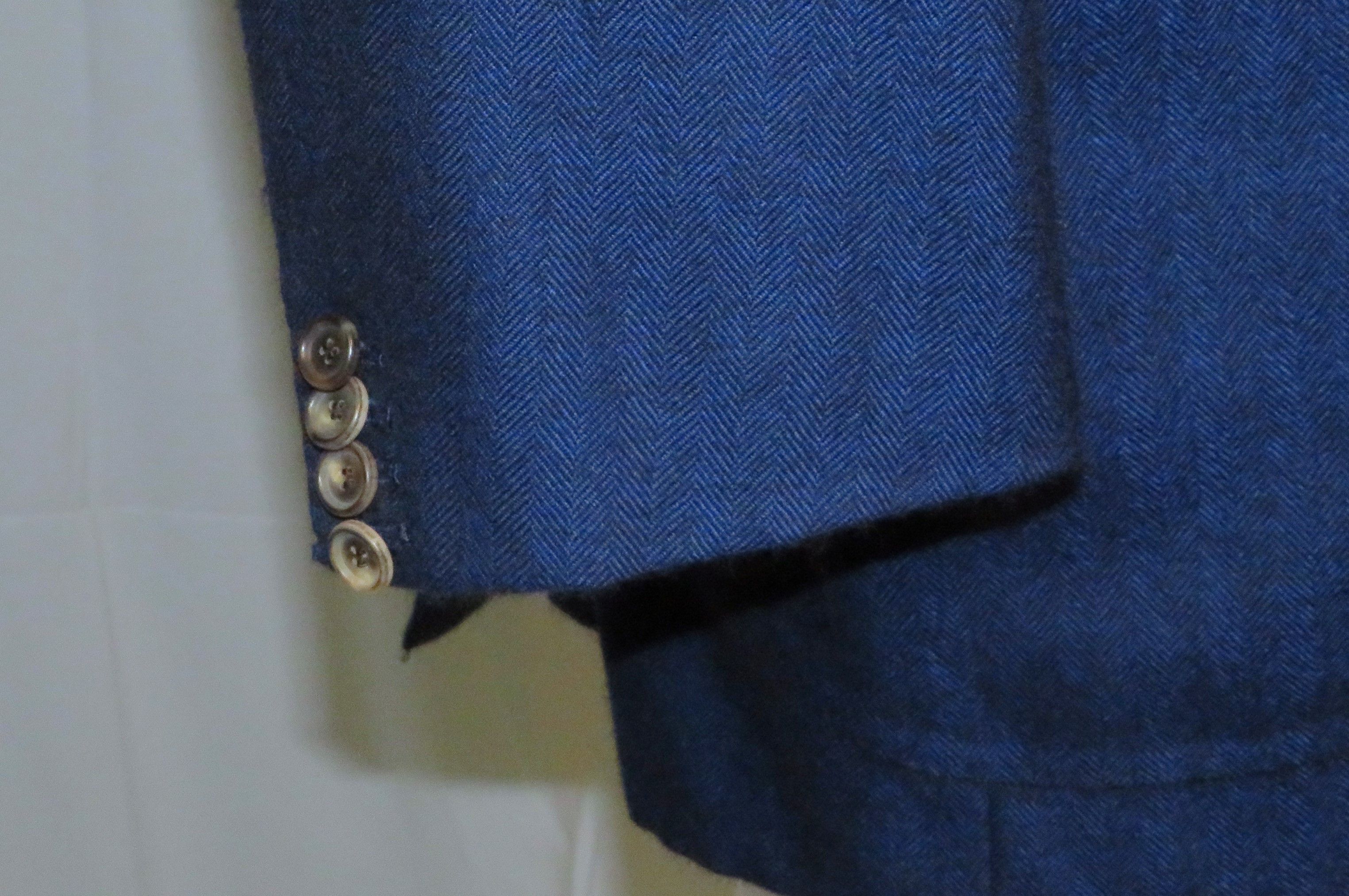 Cesare Attolini 100% Cashmere Blue Herringbone Three Button Sport Coat 46R Size 46R - 9 Thumbnail