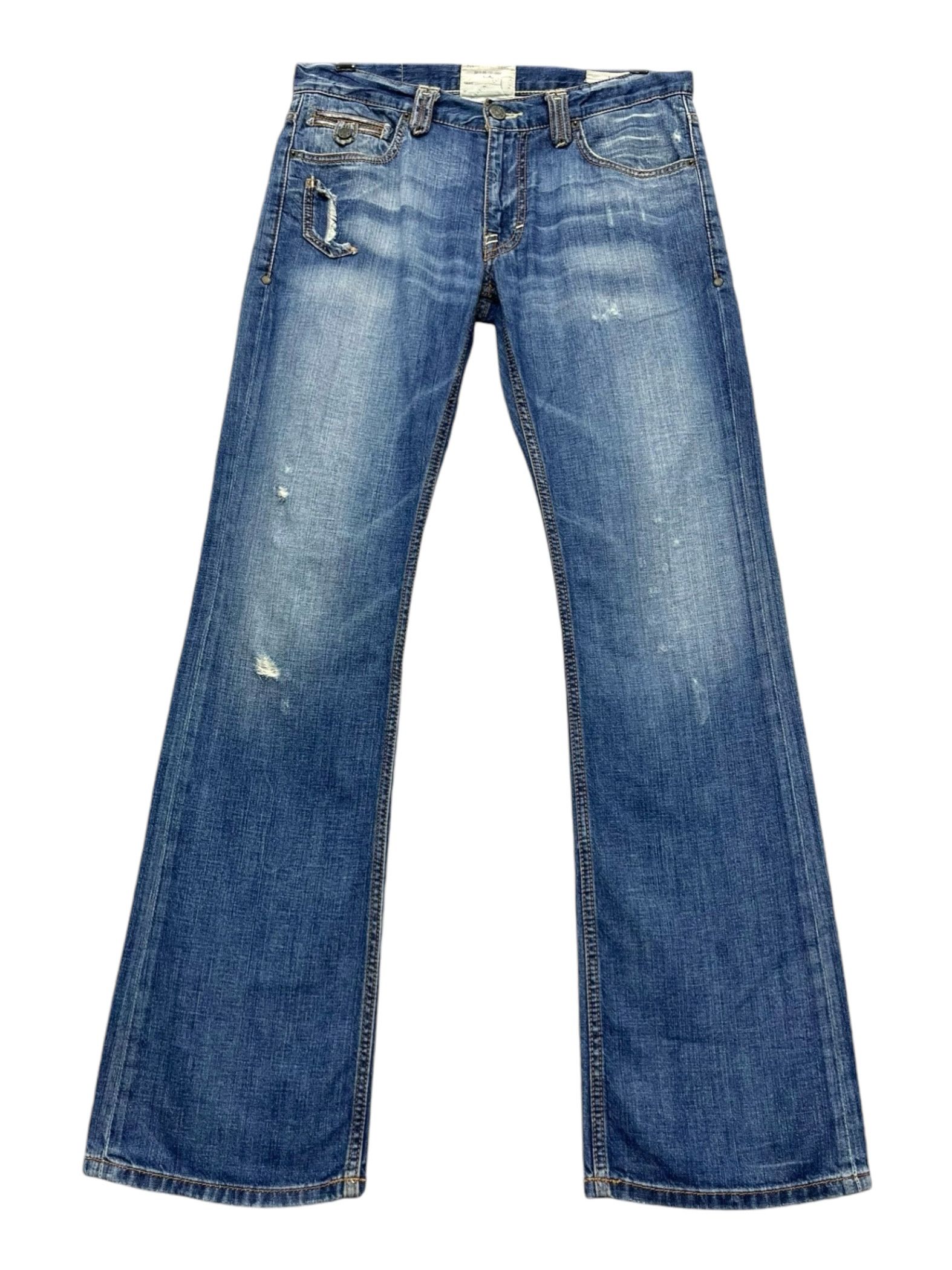 Taverniti 💥SICK🔥Vtg TAVERNITI Designer Multipocket Distressed FLARE Size US 31 - 2 Thumbnail