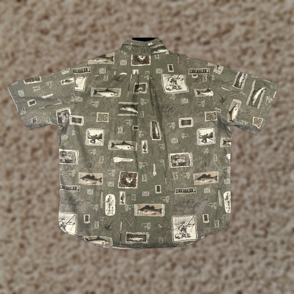 Roundtree & Yorke VINTAGE Roundtree & Yorke Shirt Men XL Green Fish Theme Button-Up Size US XL / EU 56 / 4 - 1 Thumbnail