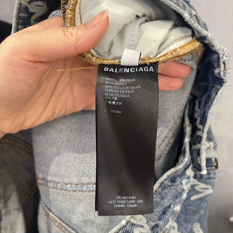 Balenciaga Balenciaga size S Full print logo blue denim pants, size S Size US 27 - 4 Thumbnail