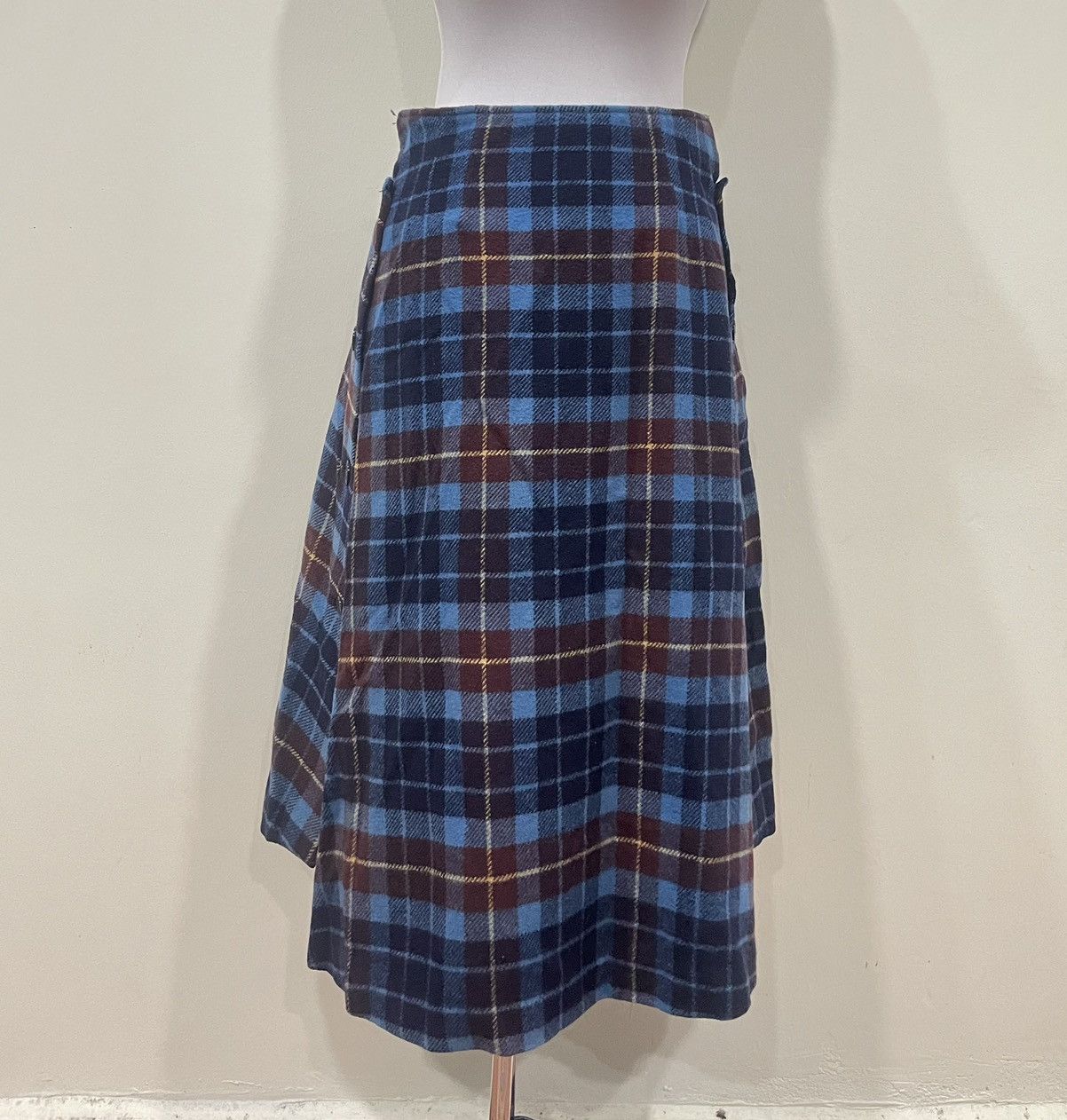 Issey Miyake Issey Sport Sunao kuwahara 80s Checked Maxi Skirt Size 33" - 2 Thumbnail
