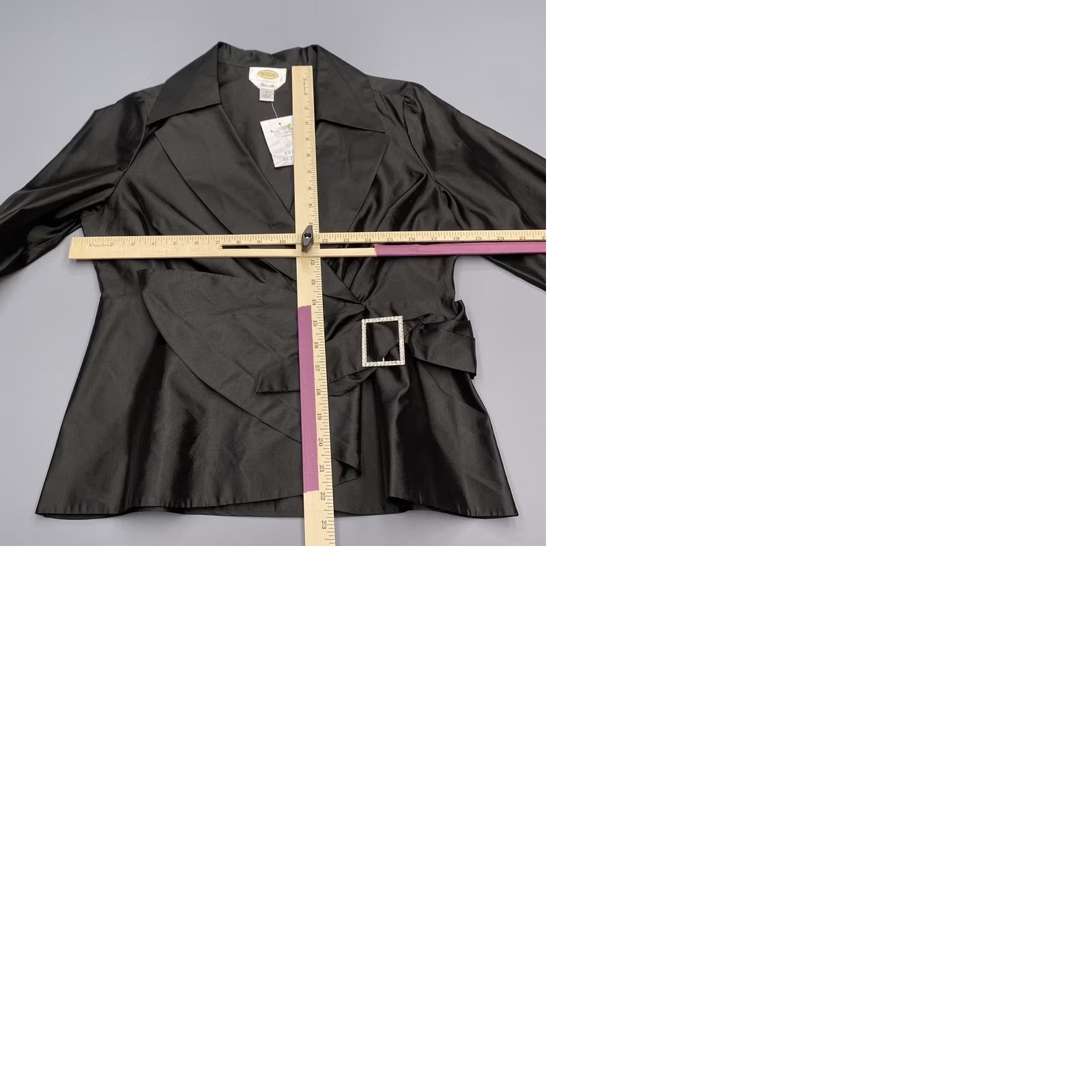 Talbots Talbots Blouse Womens 8 Silk Tie Buckle French Cuff Wrap Collared 8 Black Size M / US 6-8 / IT 42-44 - 9 Thumbnail