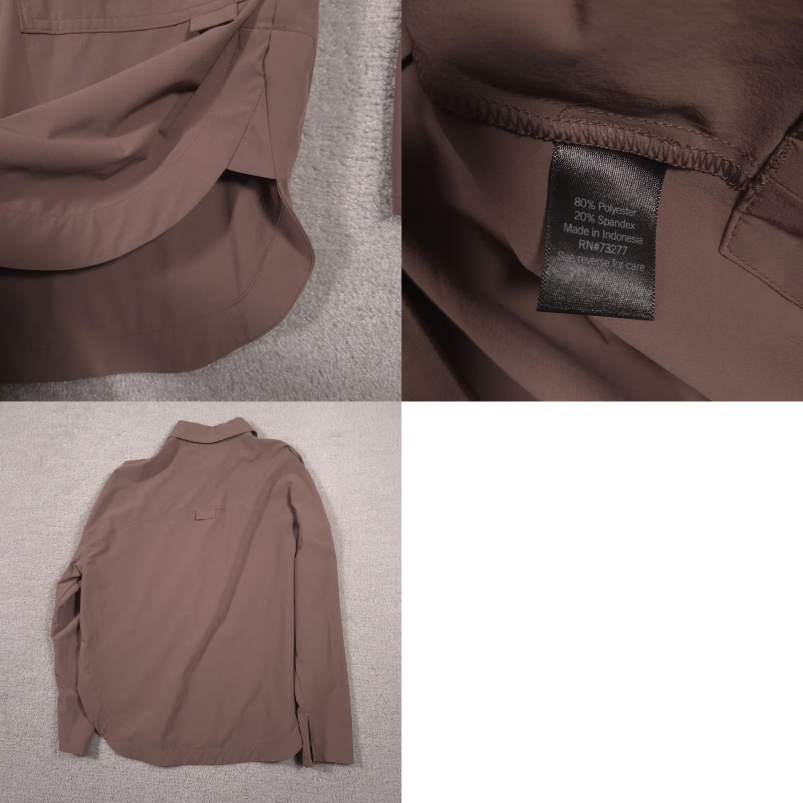 Vintage FLX Shirt Womens Small Brown Solid Stretch Button Up Long Sleeve Utility Casual Size S / US 4 / IT 40 - 9 Thumbnail