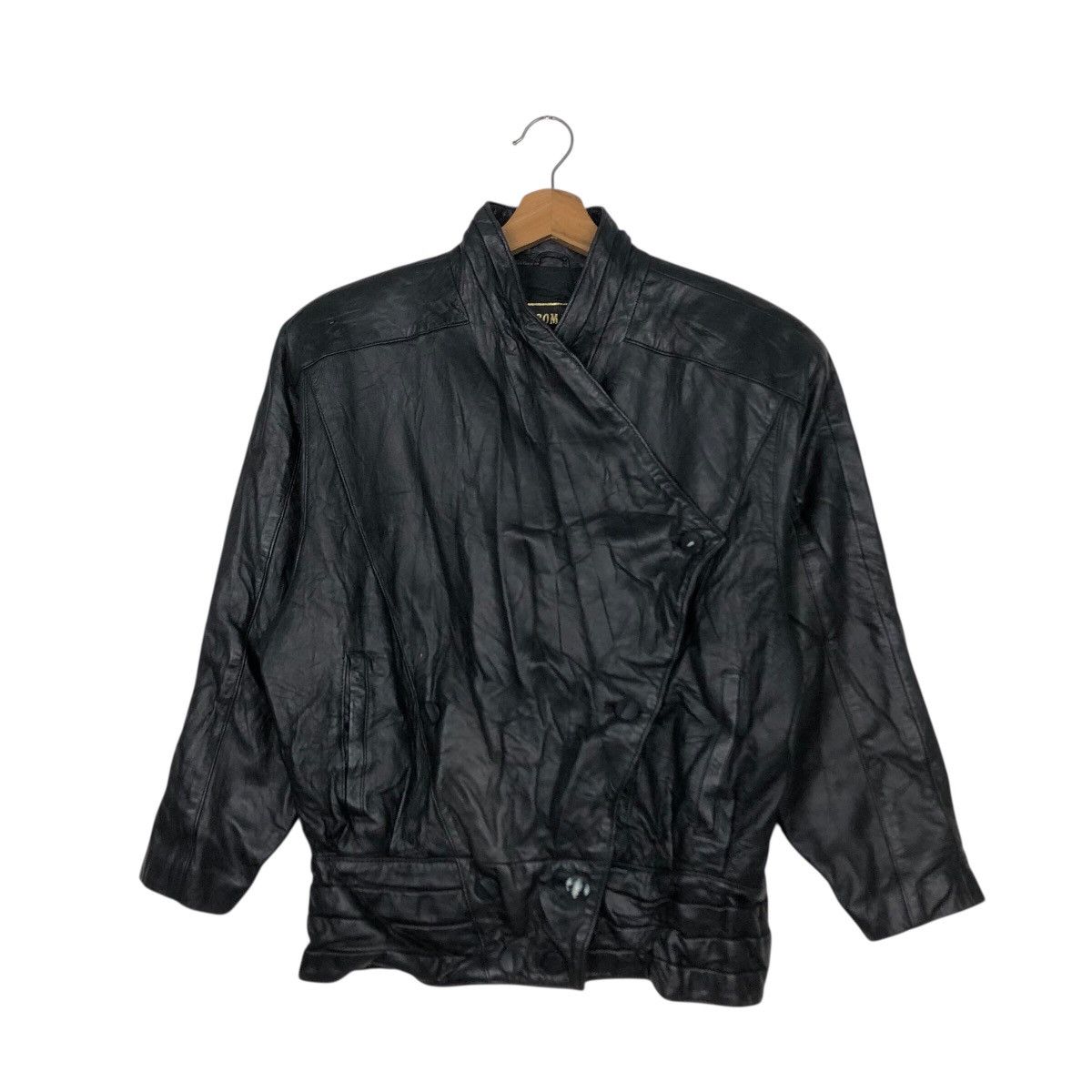 Genuine Leather 📌Rich Black Vtg Biker Leather Jacket Fromage Issey Miyake Size US M / EU 48-50 / 2 - 2 Thumbnail