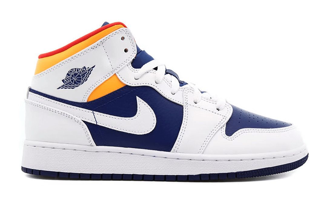 Nike 1 Mid White Laser Orange Deep Royal Blue (GS) Size US 5 / EU 37 - 1 Preview