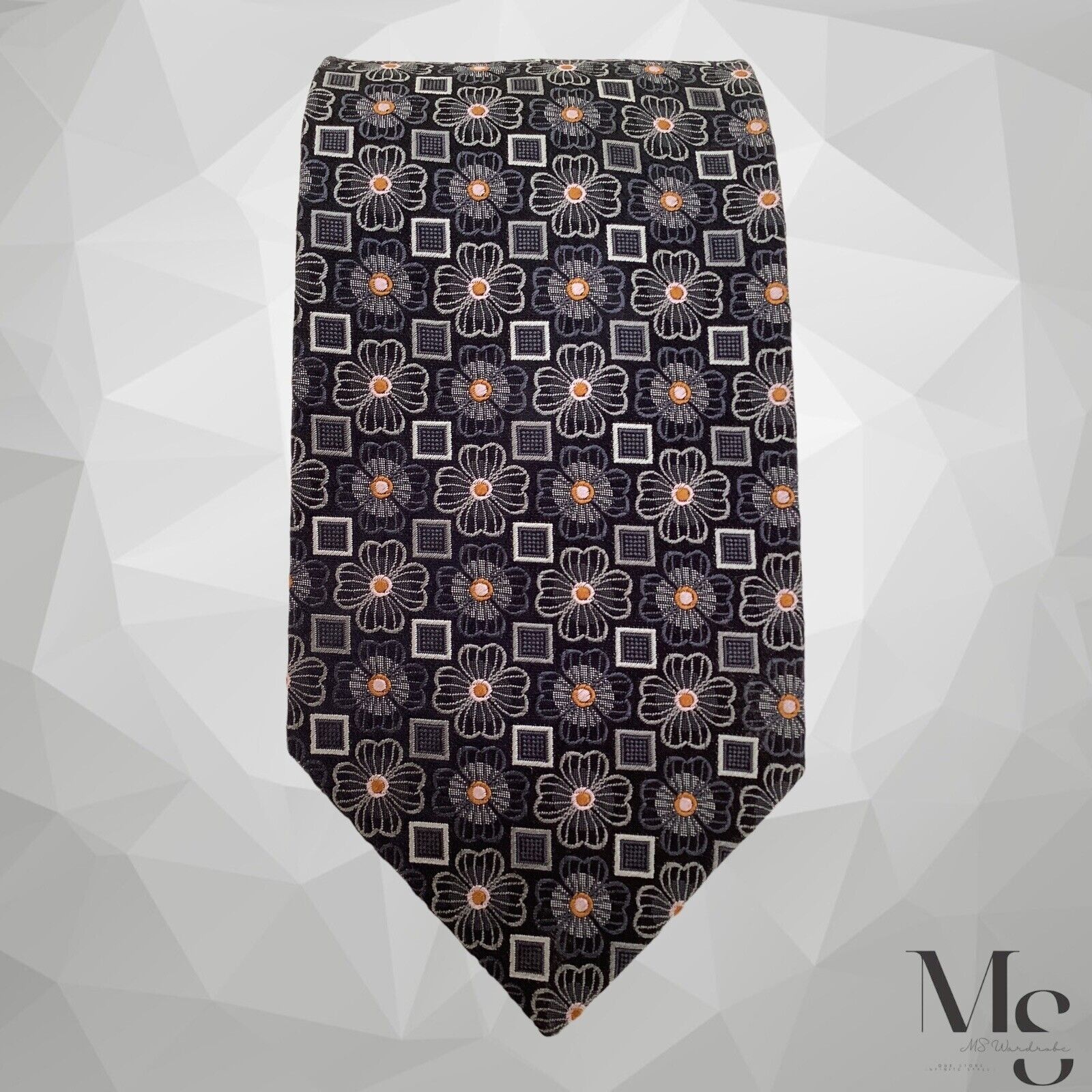 Ermenegildo Zegna ERMENEGILDO ZEGNA Gray Floral Luxury Silk Tie Made In Italy Size ONE SIZE - 5 Thumbnail