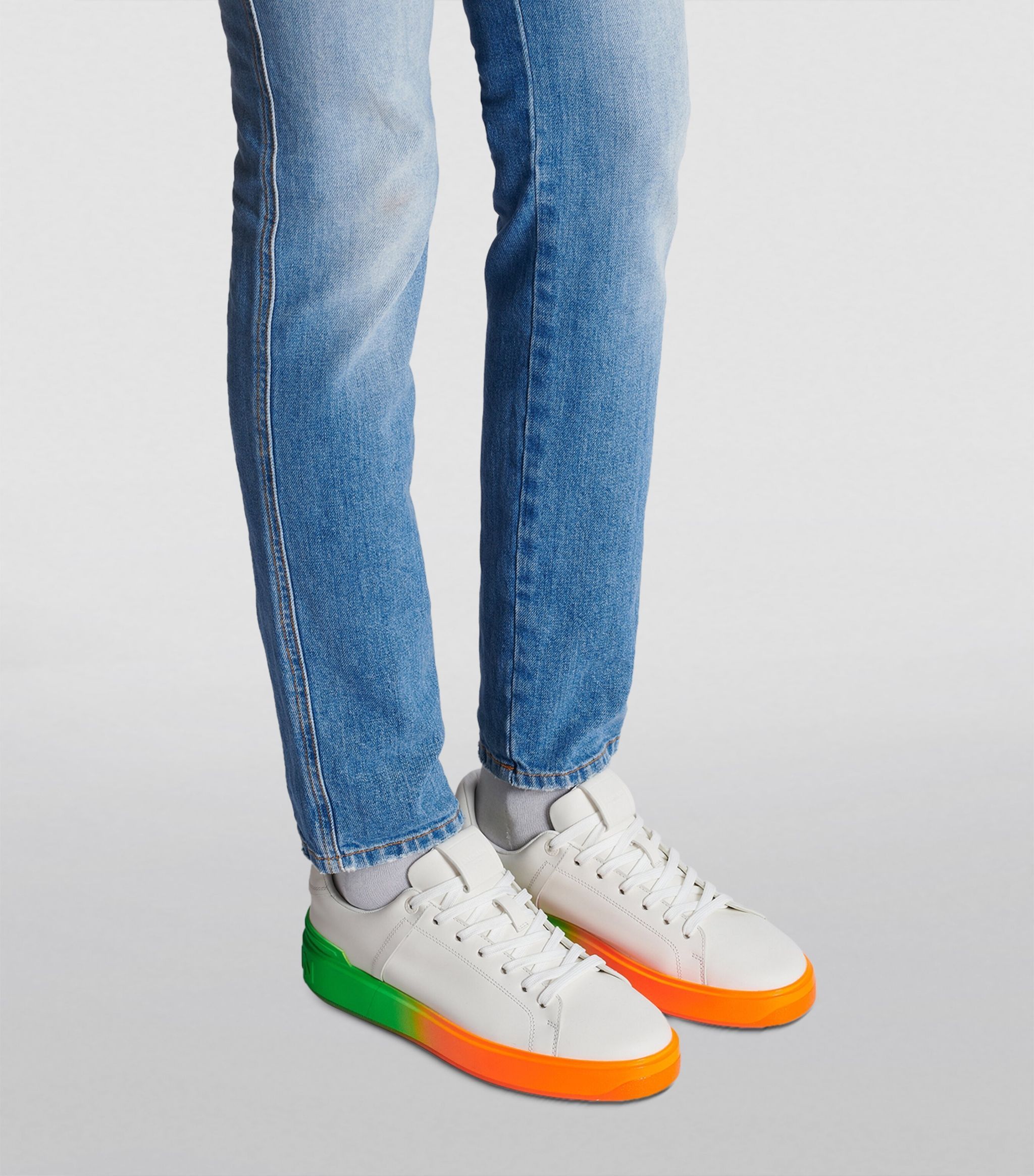 Balmain BALMAIN B-court white colorblock sole leather sneakers 11 44 Size US 11 / EU 44 - 3 Thumbnail