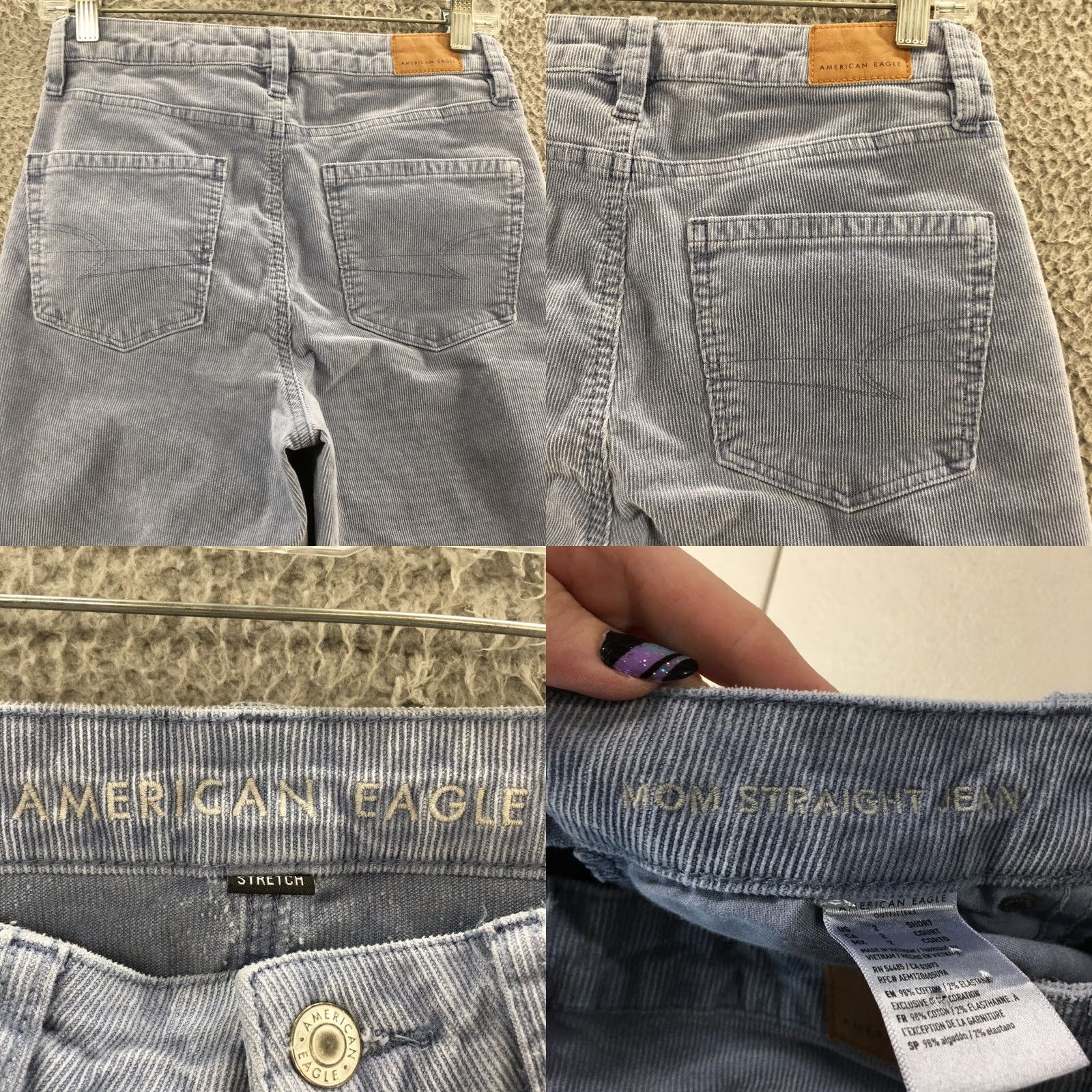 American Eagle Outfitters American Eagle Mom Straight Corduroy Pants Women 2S Blue Button Straight Womens 28in Waist 25.5in Inseam Corduroy Pants Blue Button Size 26" / US 2 / IT 38 - 9 Thumbnail