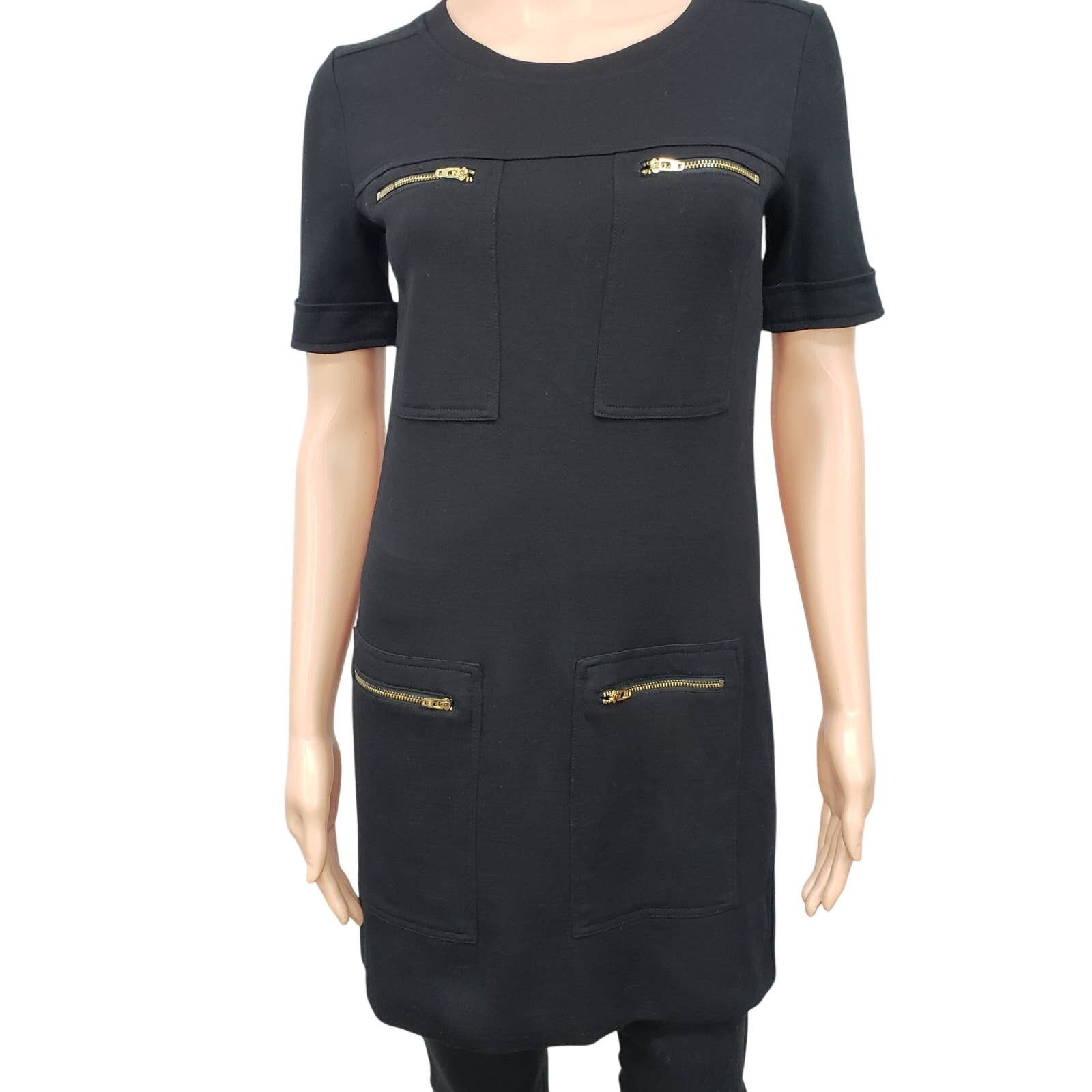 J.Crew J. Crew Shift Dress Gold Zipper Pockets Wool Blend 03344 S 0 Size XS / US 0-2 / IT 36-38 - 4 Thumbnail