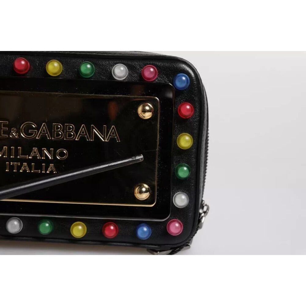 Dolce & Gabbana Dolce & Gabbana Black Leather LED Logo Wrist Strap Clutch Ba Size ONE SIZE - 8 Thumbnail