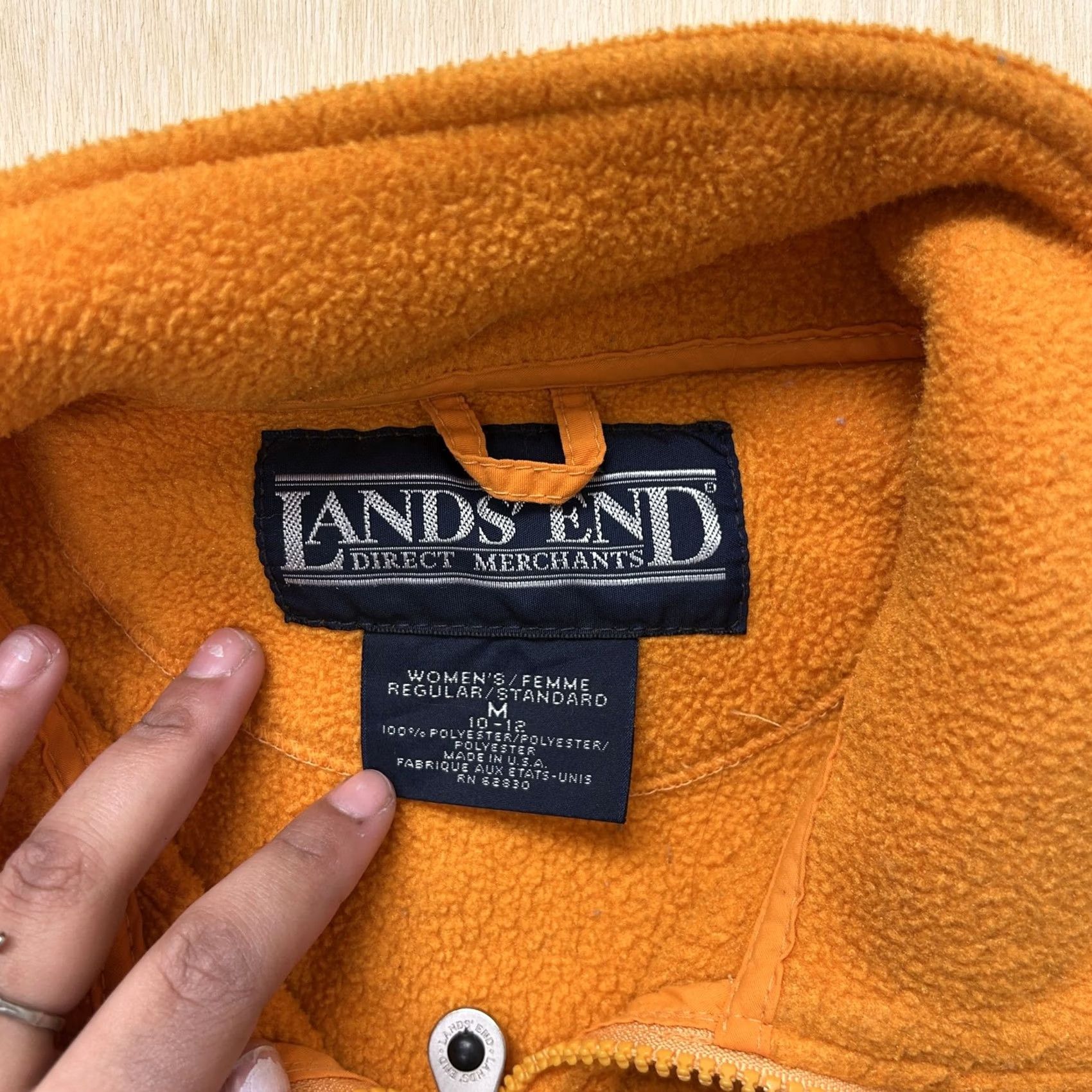 Lands' End Lands' End Vest Womens Medium Orange Fleece Full Zip Collared Pockets USA Size M / US 6-8 / IT 42-44 - 2 Thumbnail
