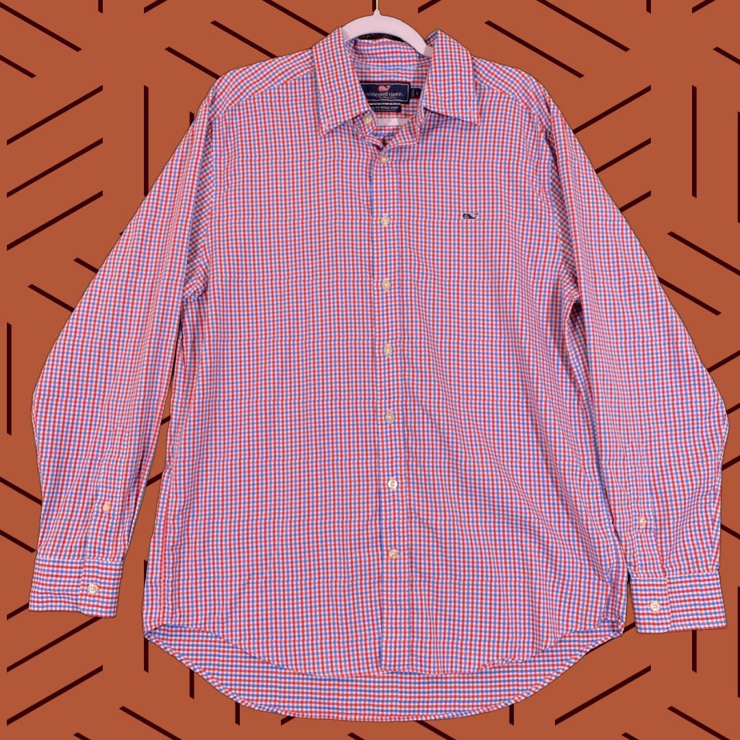 Vineyard Vines Vineyard Vines Shirt Mens Large Slim Red White Plaid Button Outdoors Preppy Shirt Size US L / EU 52-54 / 3 - 1 Thumbnail