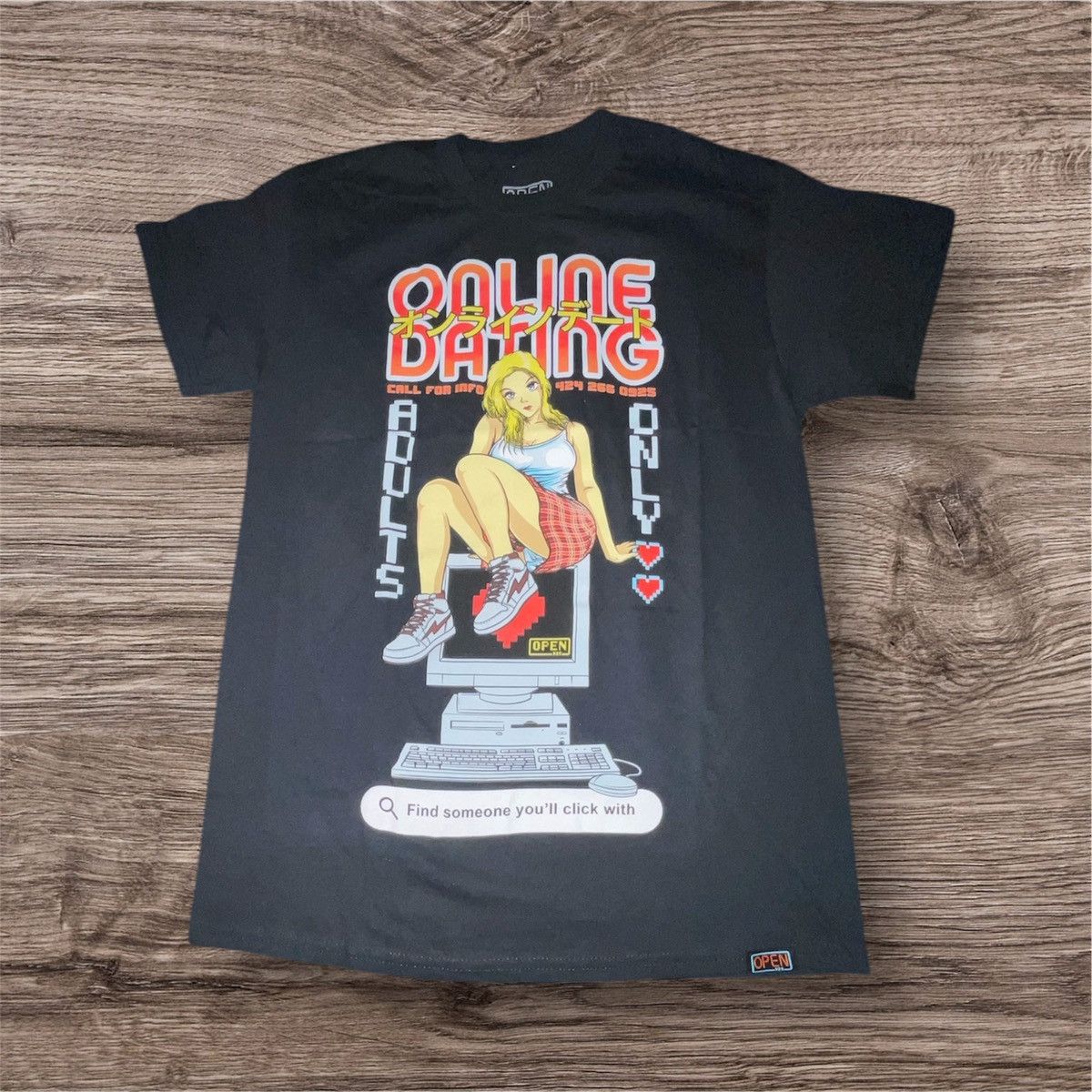 Designer × Other Black streetwear graphic tee with online dating design Size US M / EU 48-50 / 2 - 1 Thumbnail