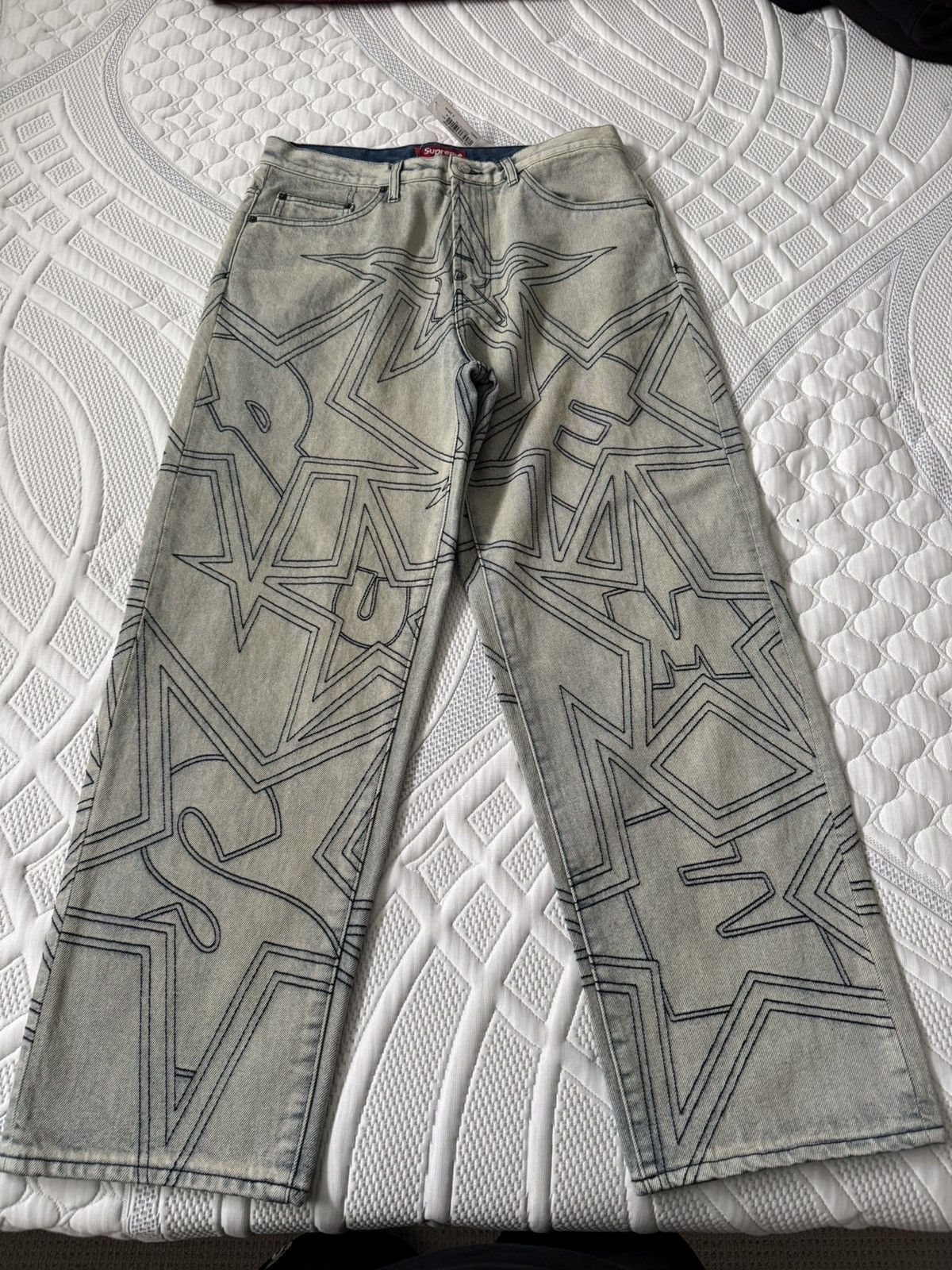Supreme Stars Topstitch Baggy Jean | Grailed