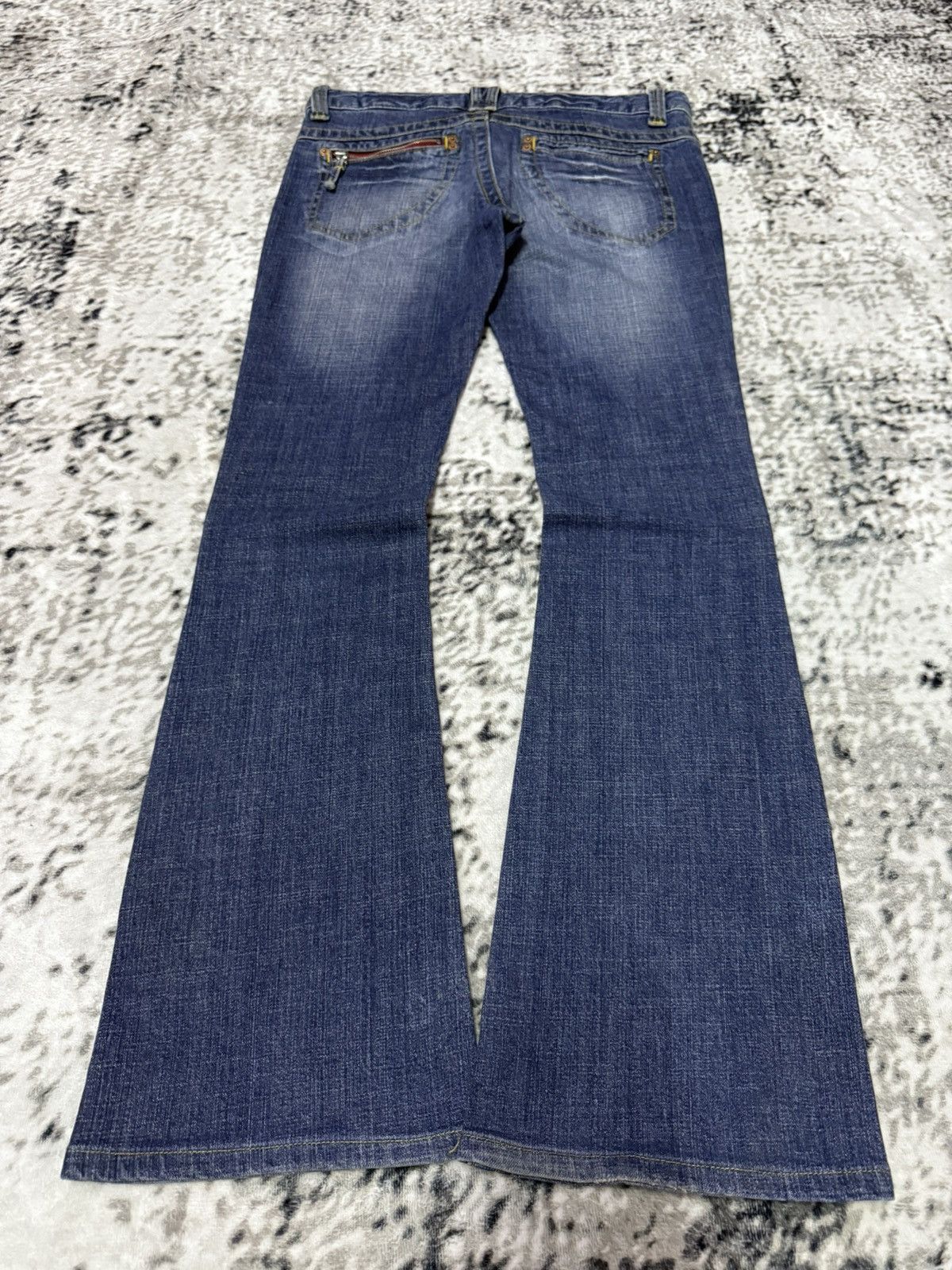 Japanese Brand Dear Heart Japan Bush Pocket Low Rise Flared Jeans Size 28" / US 6 / IT 42 - 2 Thumbnail