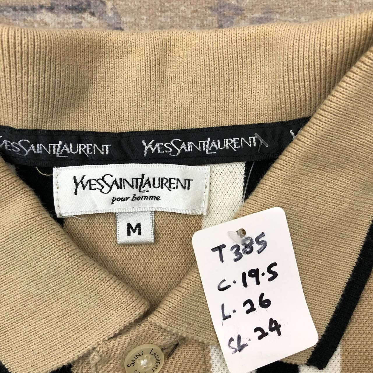 Yves Saint Laurent T385 YSL POUR HOMME STRIPPED POLO SHIRTS Size US M / EU 48-50 / 2 - 6 Thumbnail