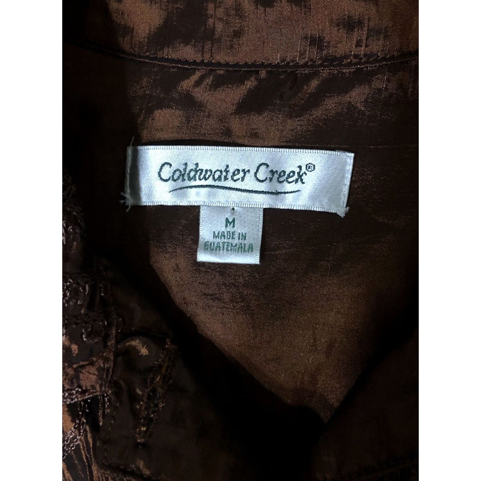 Coldwater Creek Coldwater Creek Shacket Ruched Satin Top M Brown Button pockets Cottage Boho Size M / US 6-8 / IT 42-44 - 4 Thumbnail