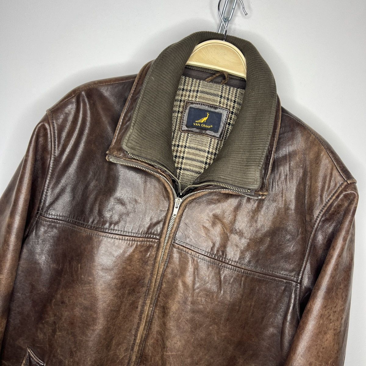 Leather Vintage Brown Leather Motor Biker Jacket Trucker Genuine Size US L / EU 52-54 / 3 - 4 Thumbnail