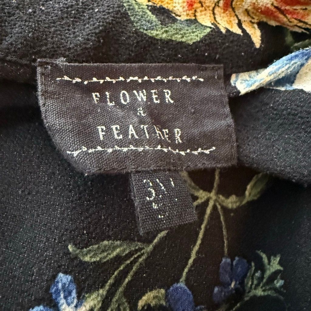 Vintage hippie blouse boho black red floral cold shoulder sz 3X Size 3XL / US 20-22 - 8 Thumbnail
