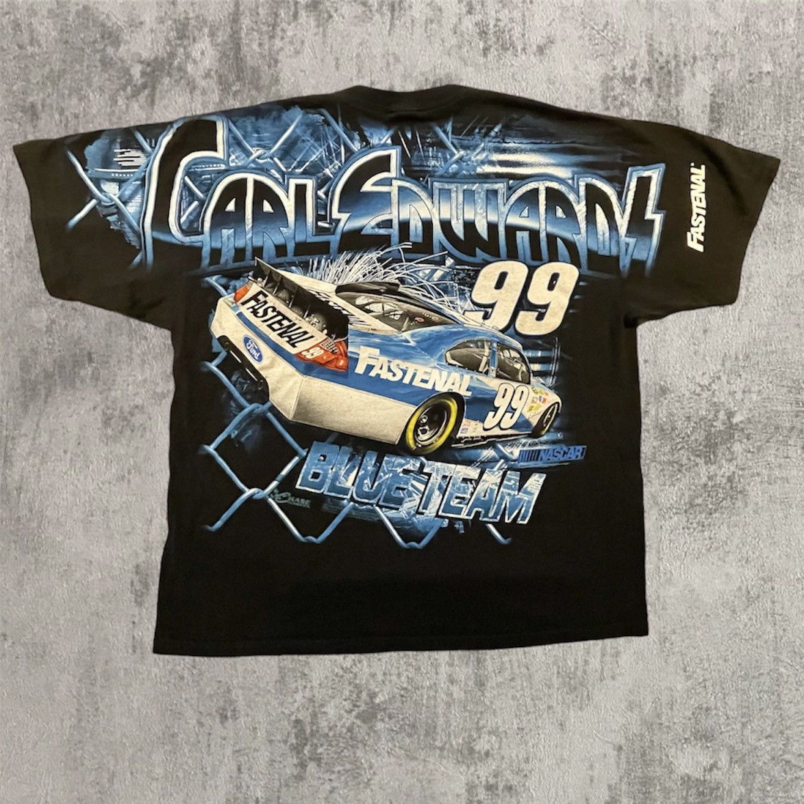 image of Chase Authentics Carl Edwards 99 Fastenal Nascar Aop Graphic T Shirt Chase in Black (Size 2XL)