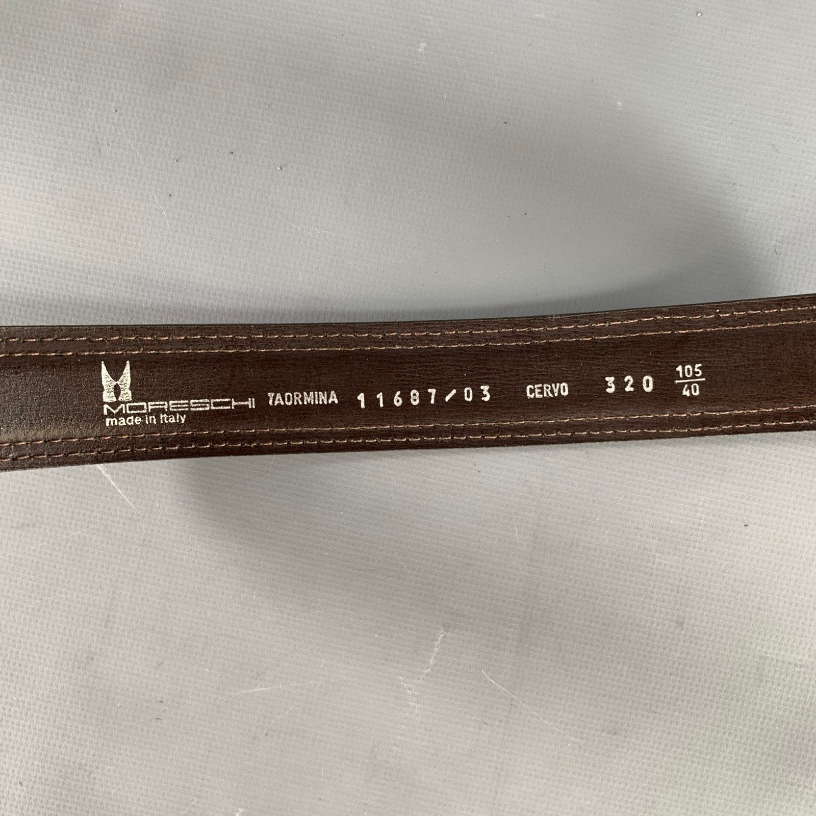 Moreschi MORESCHI Size 38 Brown Olive Mixed Pattern Leather Belt Size 38 - 5 Thumbnail
