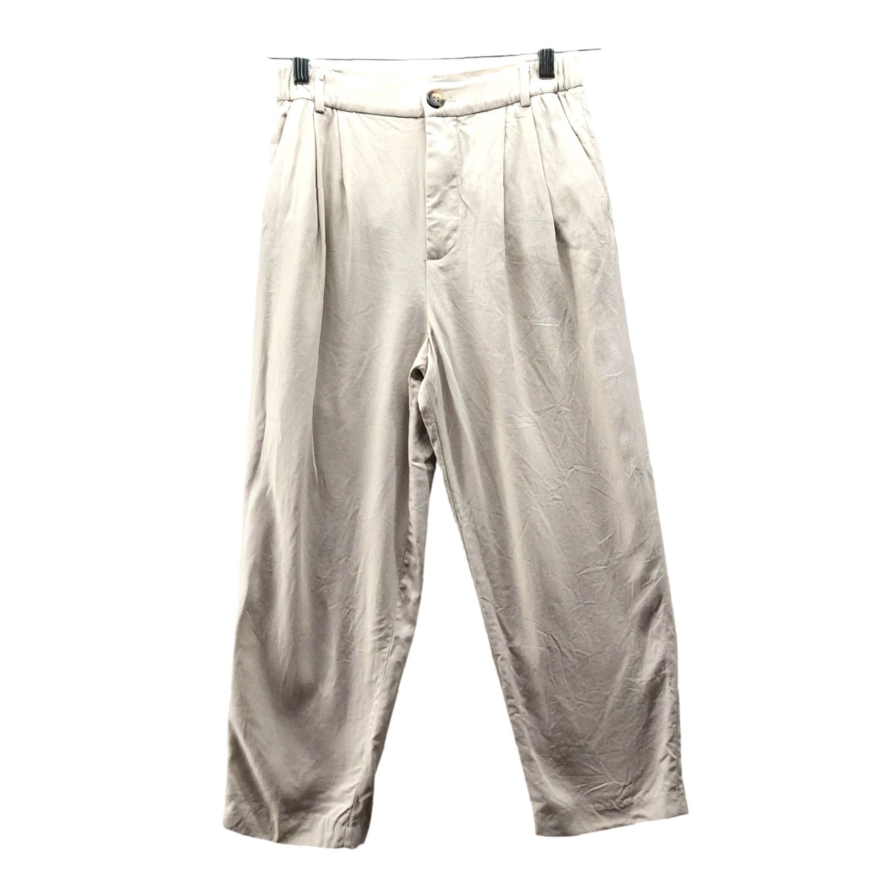 Zara VINTAGE? No — Zara Pleated Front Crop Pants Womens XS Beige Crepe High Rise Relaxed Trouser Size 26" / US 2 / IT 38 - 2 Thumbnail