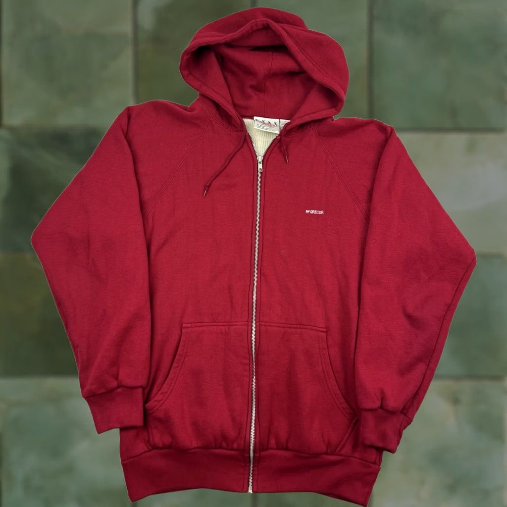 McGregor VINTAGE McGregor Hoodie Adult Large Full Zip Thermal Red 80s Grunge 90s Mens Size US L / EU 52-54 / 3 - 1 Thumbnail