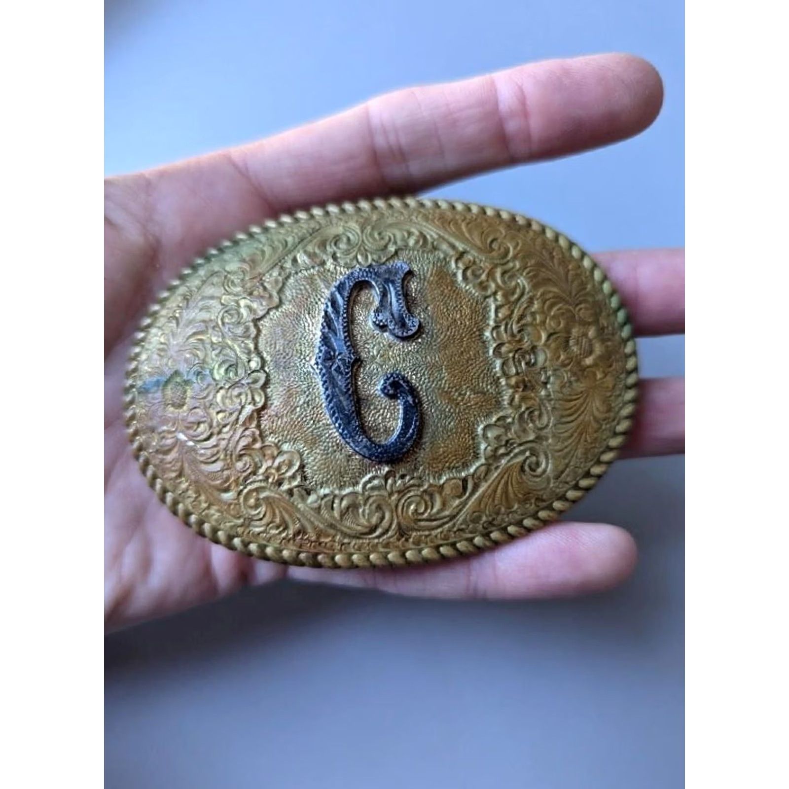 Vintage VINTAGE CRUMRINE belt buckle "C" sterling silver bronze Western Cowboy Men? Size ONE SIZE - 2 Thumbnail