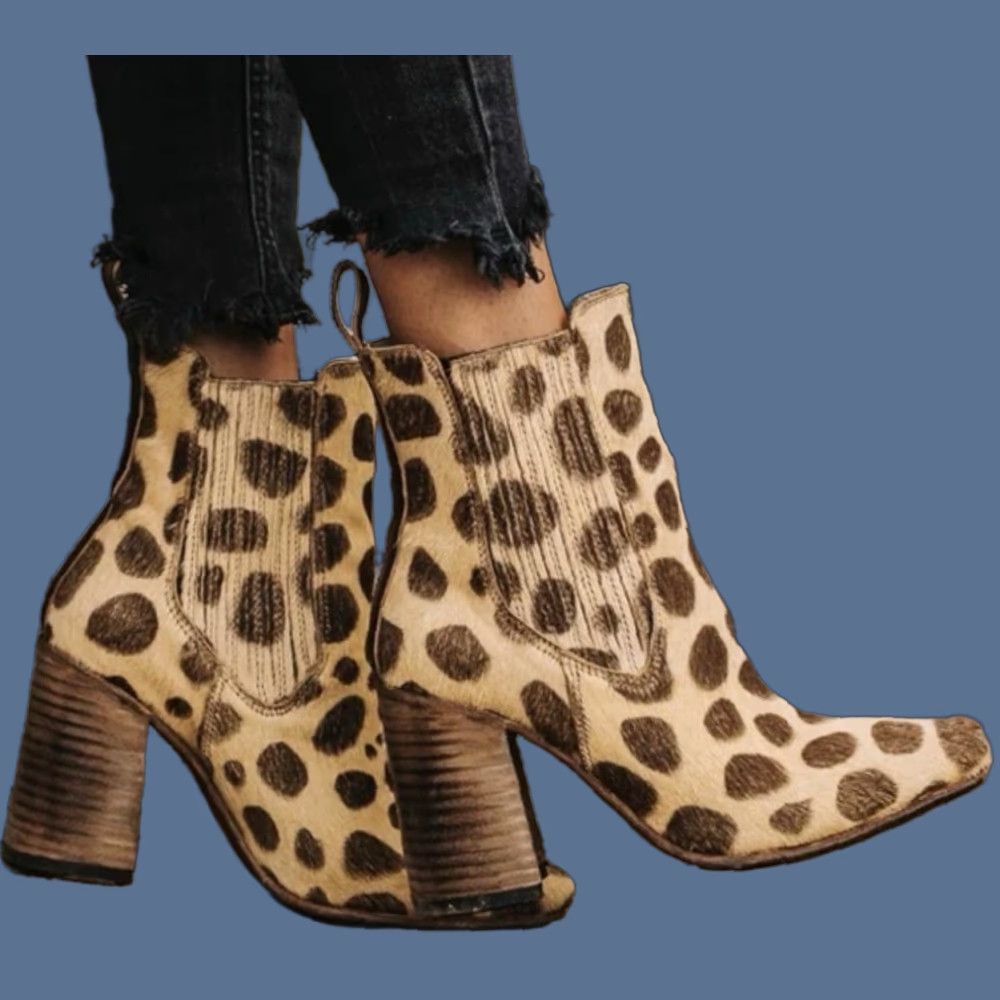 FREEBIRD Freebird Janelle Leopard Print Booties Bootie Women Leather Ankle Boots 7 Brown Zip Size US 7 / IT 37 - 1 Thumbnail