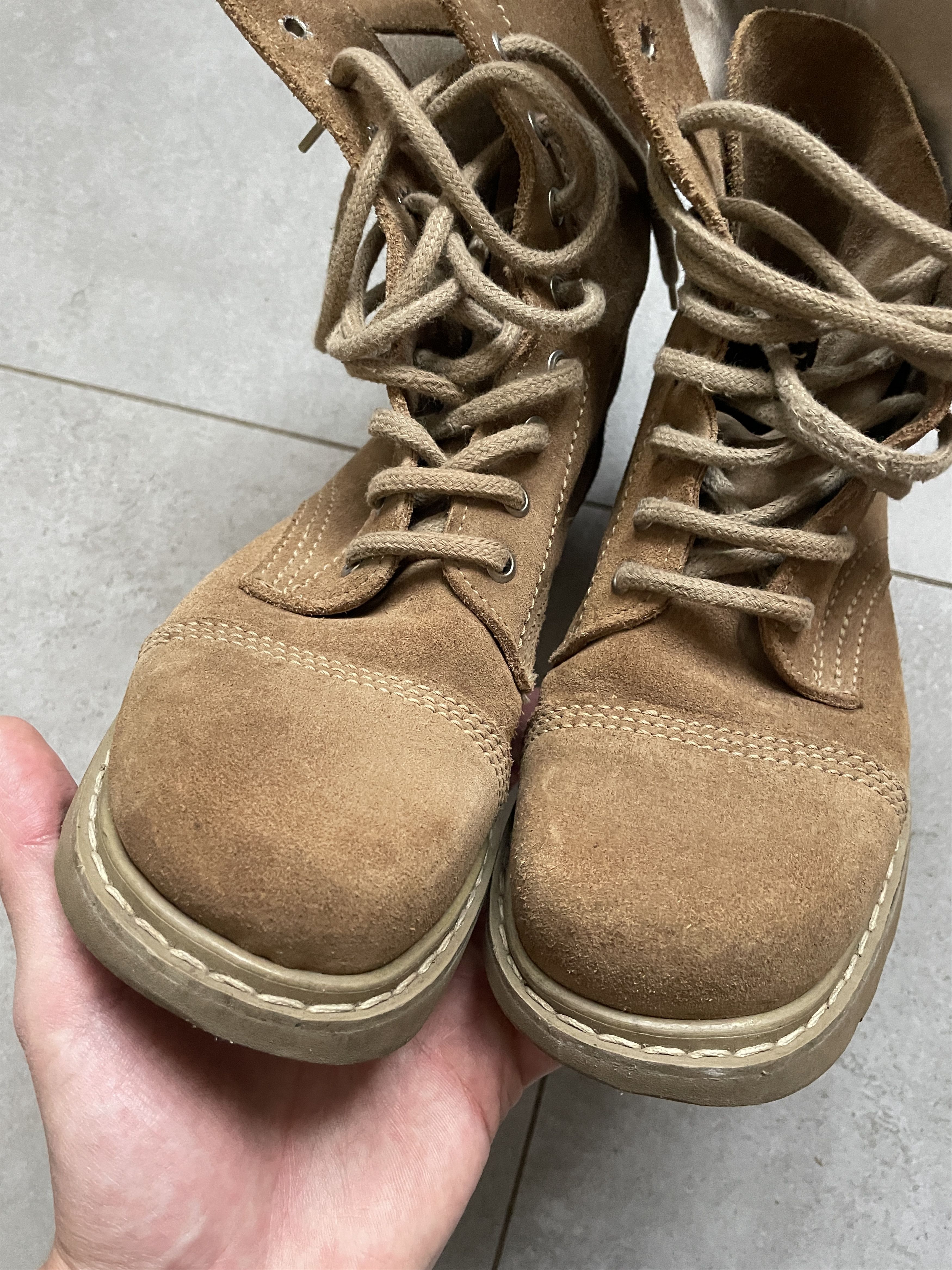 Balenciaga BALENCIAGA STRIKE TYPE BEIGE BROWN COMBAT BOOTS Size US 7 / IT 37 - 5 Thumbnail