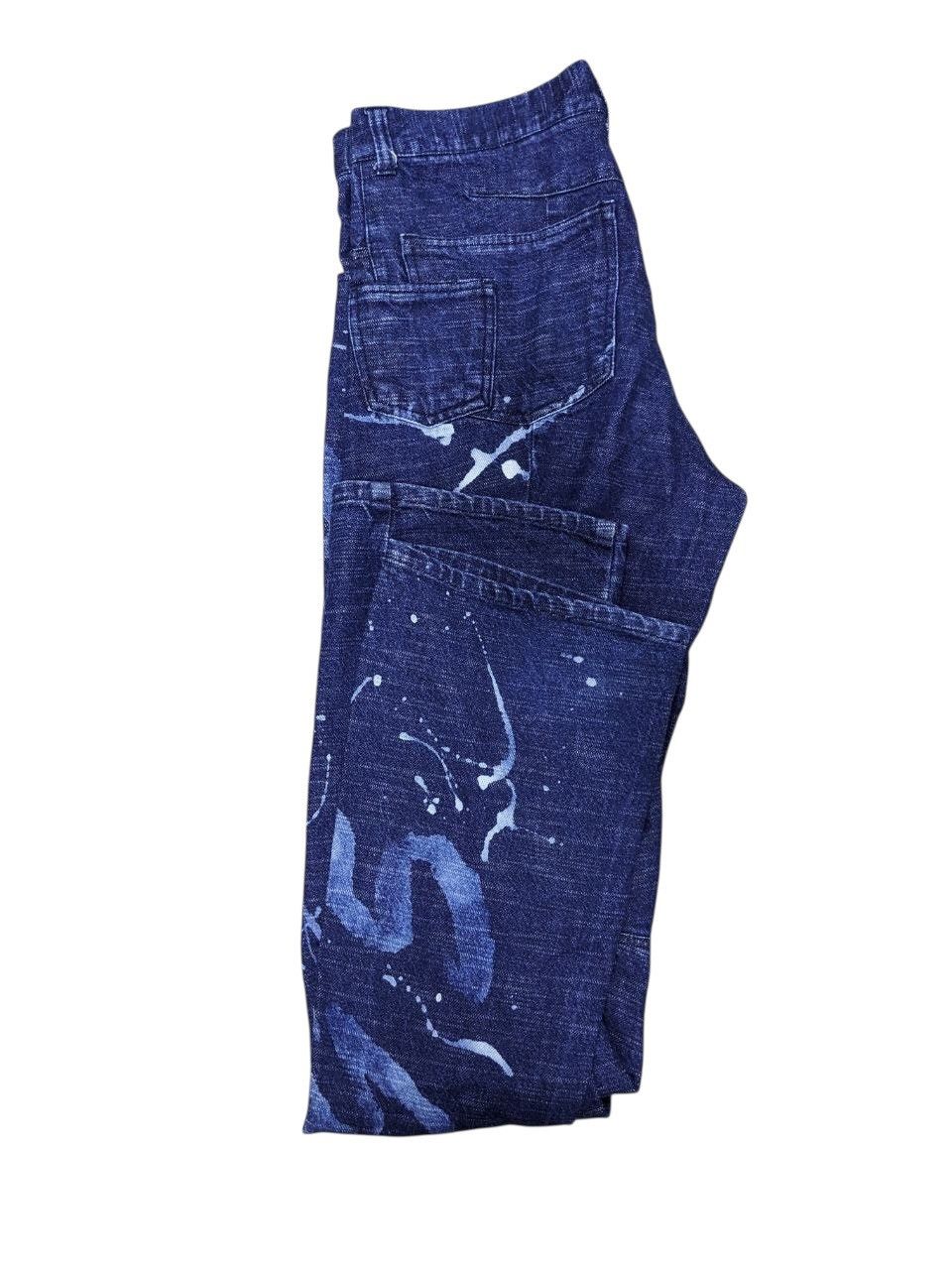 291295=Homme Rare Blue Indigo Engineered Painted Bamboo Cotton Denim Size US 30 / EU 46 - 10 Thumbnail