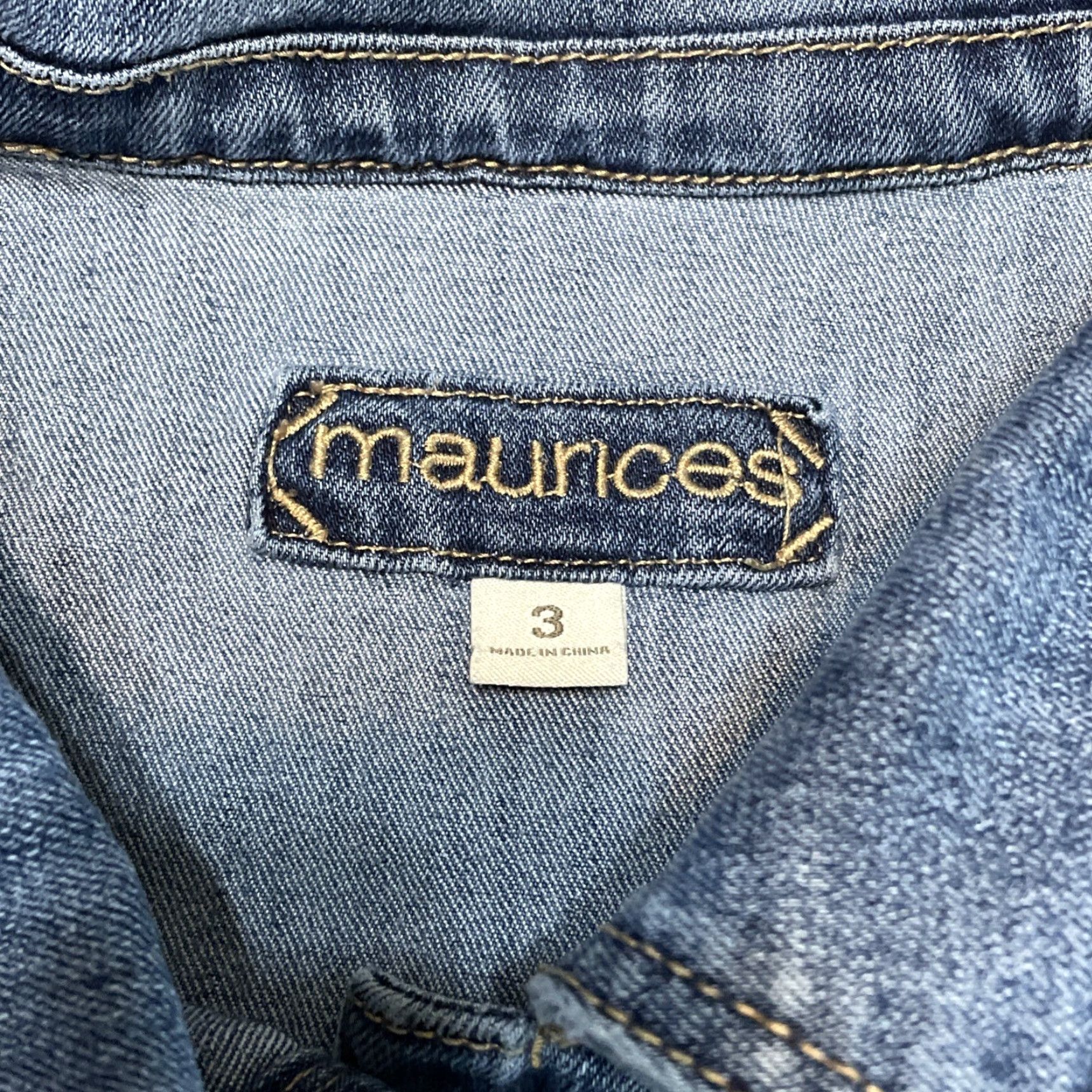Vintage MAURICES Women's Denim Jacket Size 3 Blue Cotton Blend Regular Size XS / US 0-2 / IT 36-38 - 2 Thumbnail