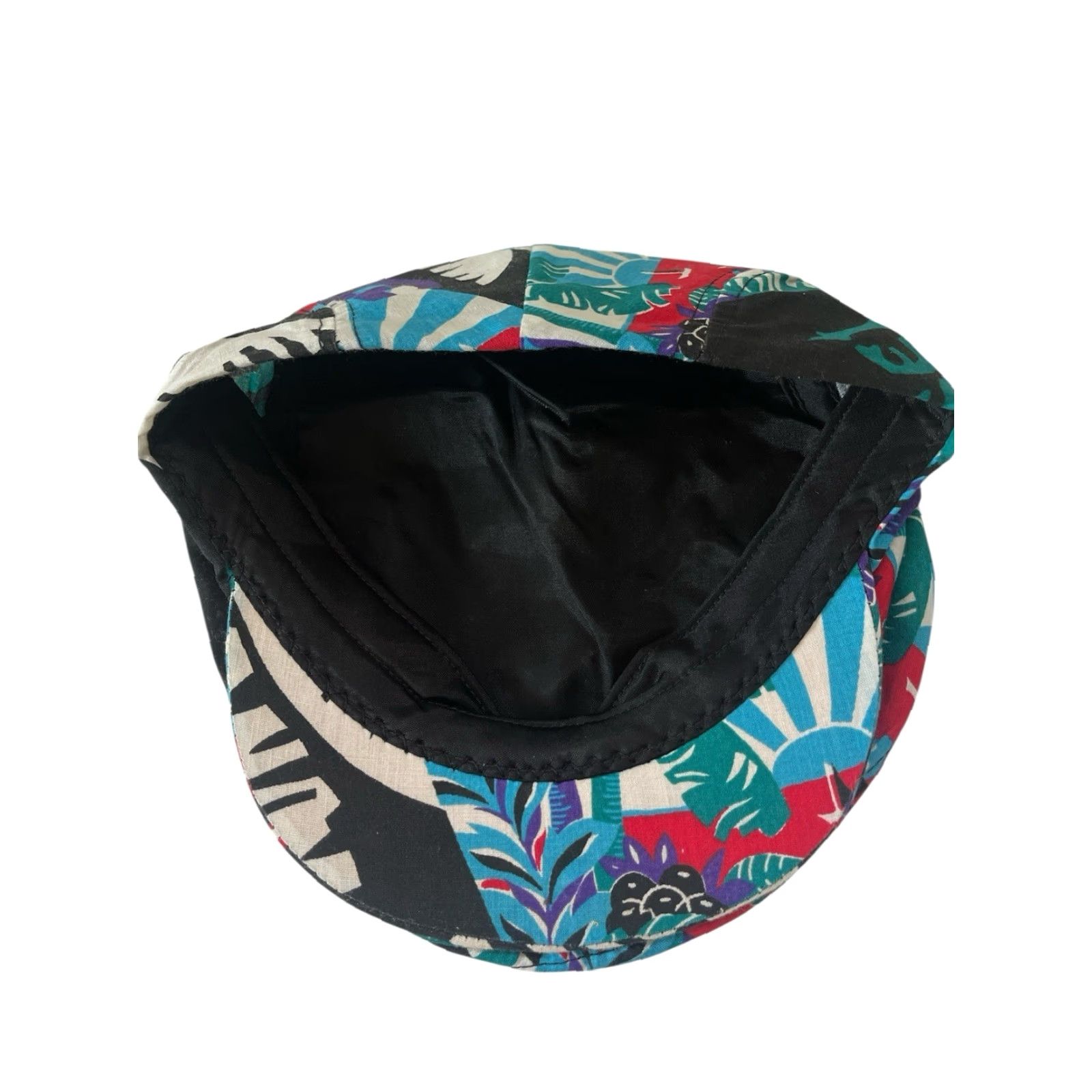 Vintage VINTAGE Hawaiian Print Cabbie Hat Cap Mens S Deadstock NWOT Made in USA 90s Flat Cap Black Mens Size ONE SIZE - 5 Thumbnail