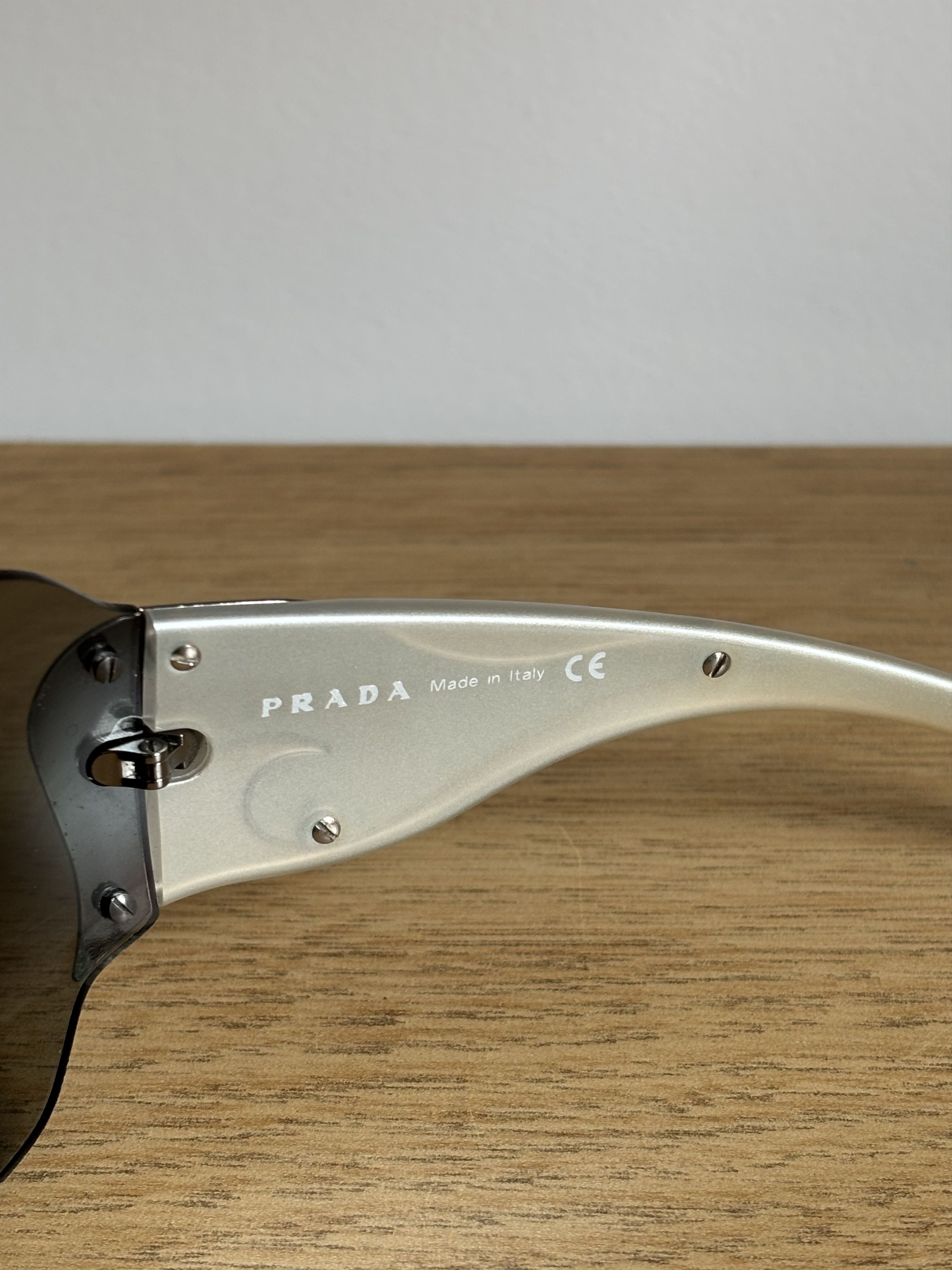Prada PRADA Sunglasses Flame 2004 Star Fire Rectangle Wrap Shield Size ONE SIZE - 8 Thumbnail