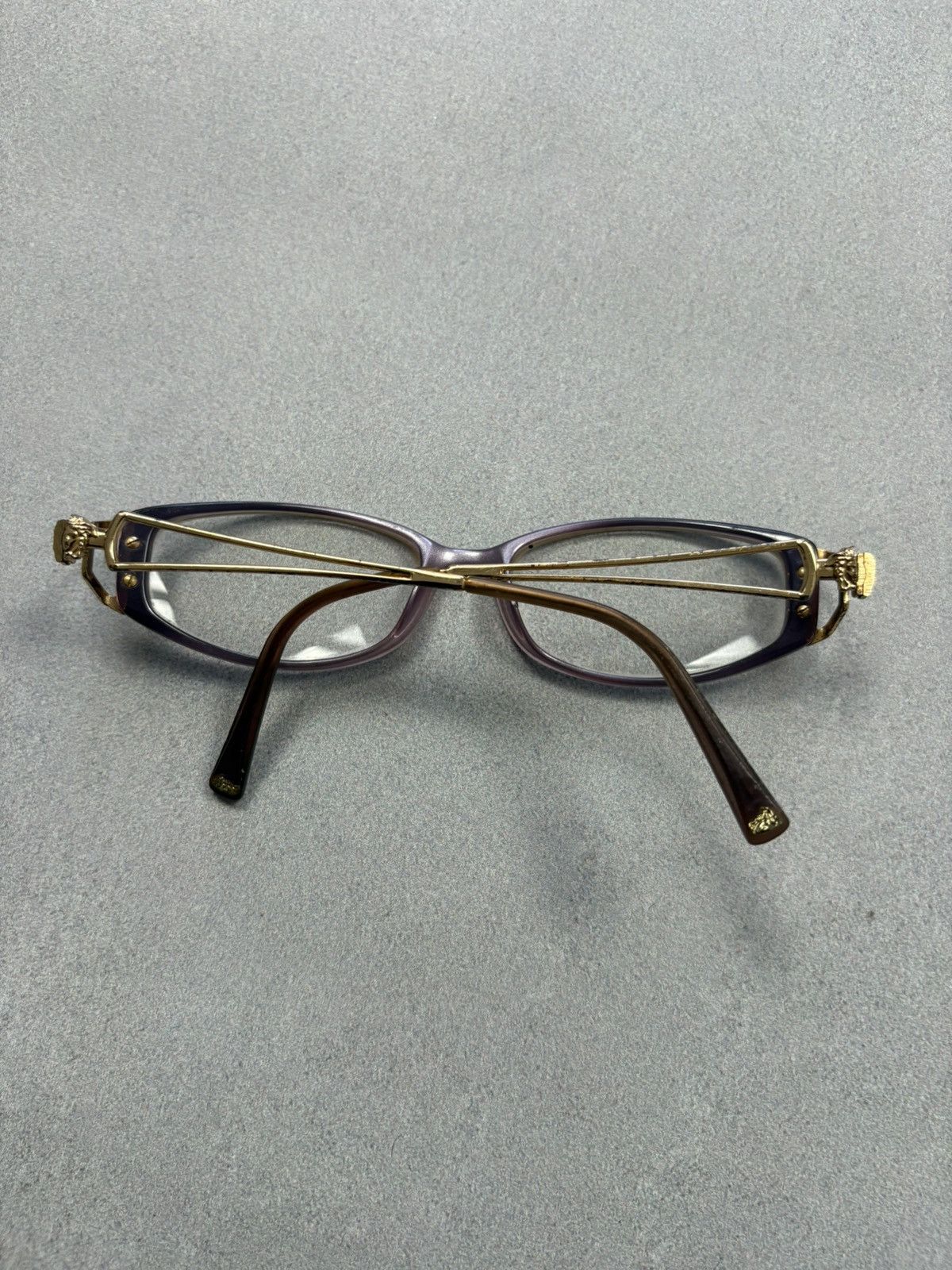 Versace Archive 90s Versace Medusa Purple Rectangular Glasses Italy Size ONE SIZE - 15 Thumbnail