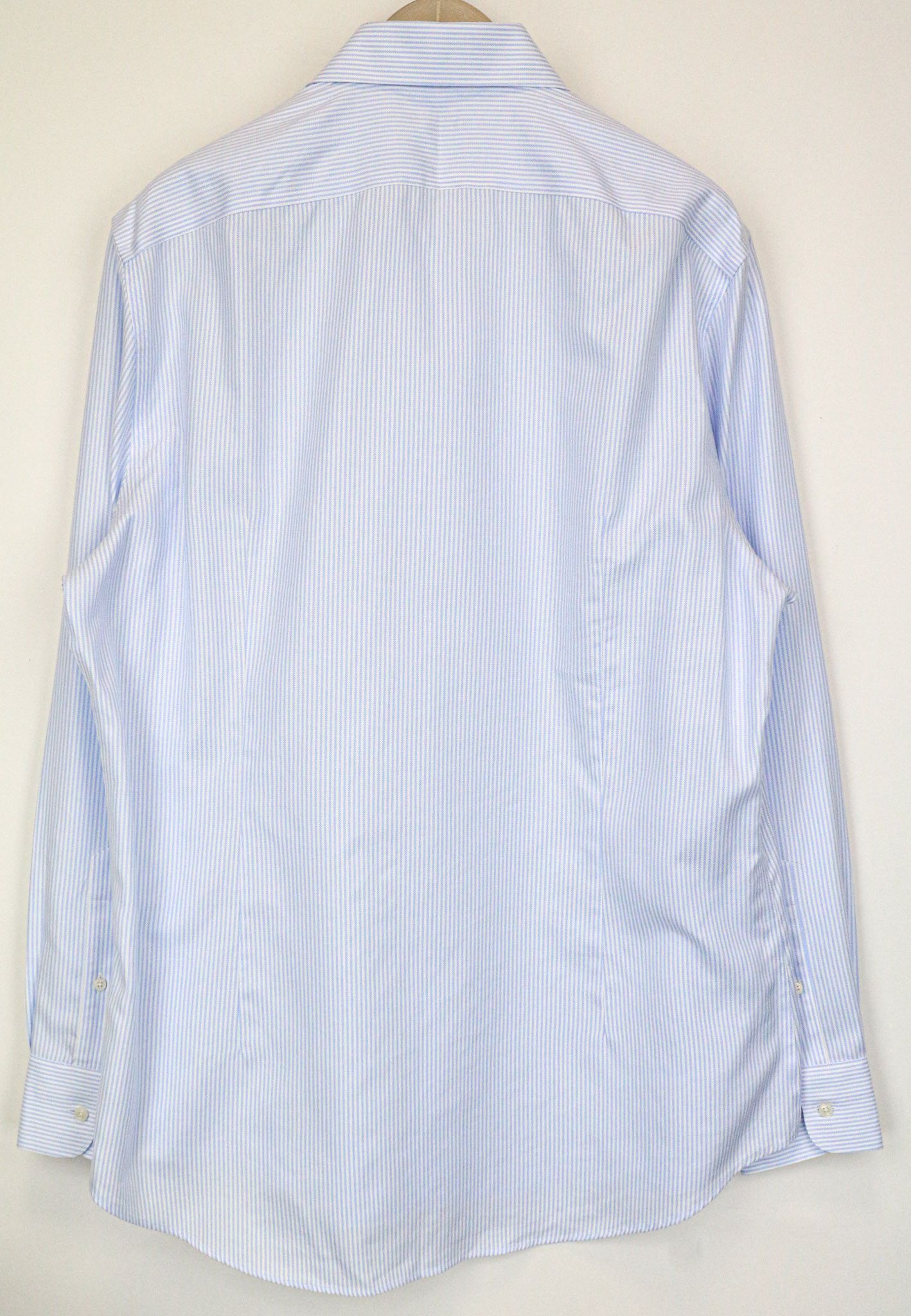 Suitsupply 45/17 3/4 Extra Slim Blue Cotton Stripe Shirt 79245 Size 44R - 2 Thumbnail