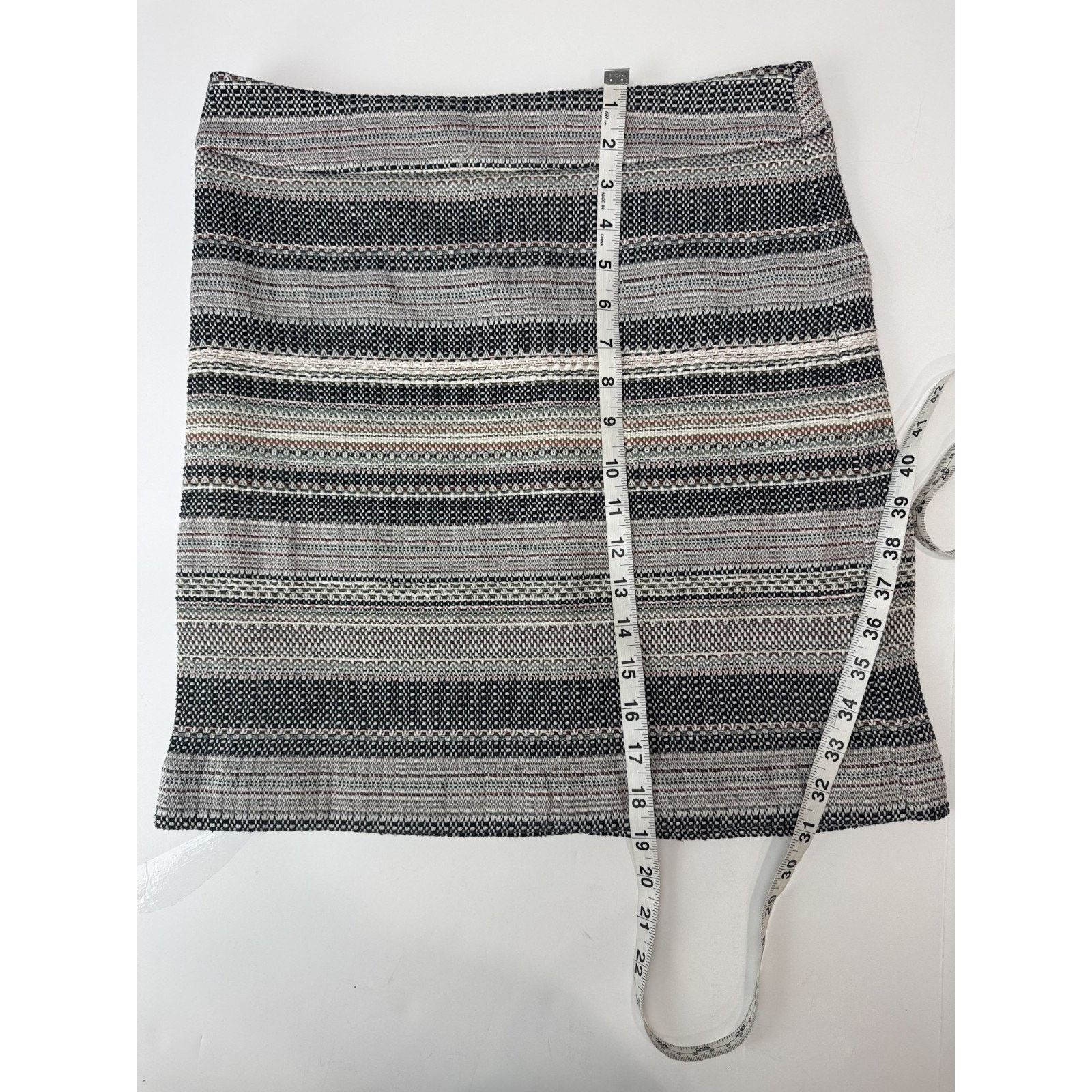 Loft LOFT Textured Woven Mini Skirt Boho Stripe Tweed Office 8 Size 30" / US 8 / IT 44 - 4 Thumbnail
