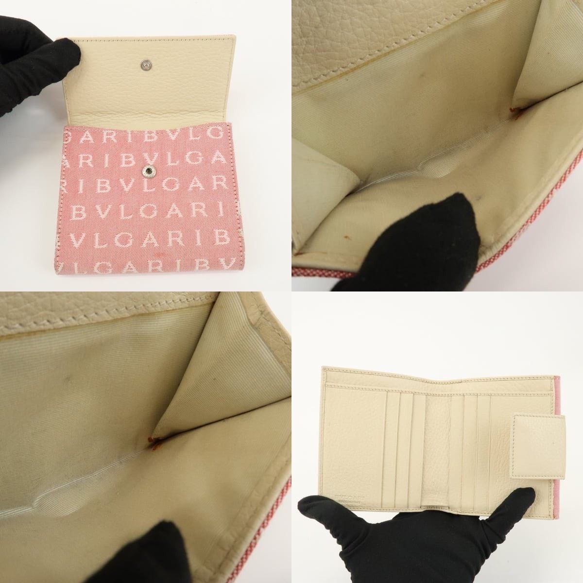 Bvlgari Bvlgari Logo Mania Canvas & Leather Compact Wallet Pink Size ONE SIZE - 7 Thumbnail