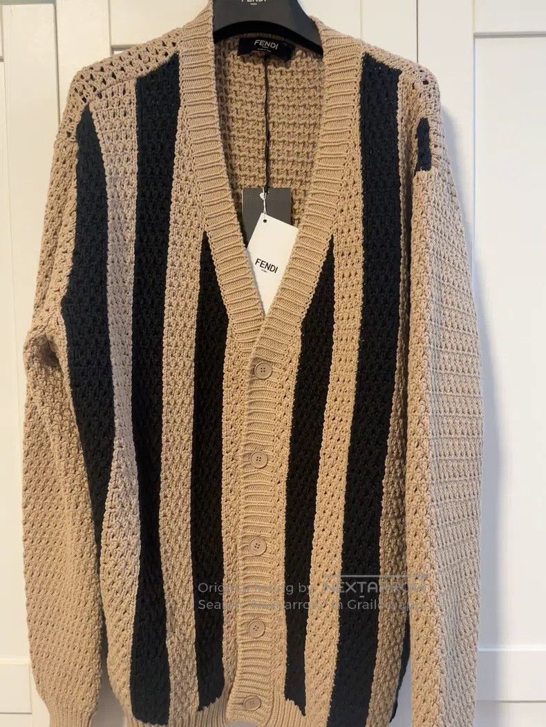 Fendi Fendi Men's Striped Knit Cardigan Size US M / EU 48-50 / 2 - 1 Thumbnail