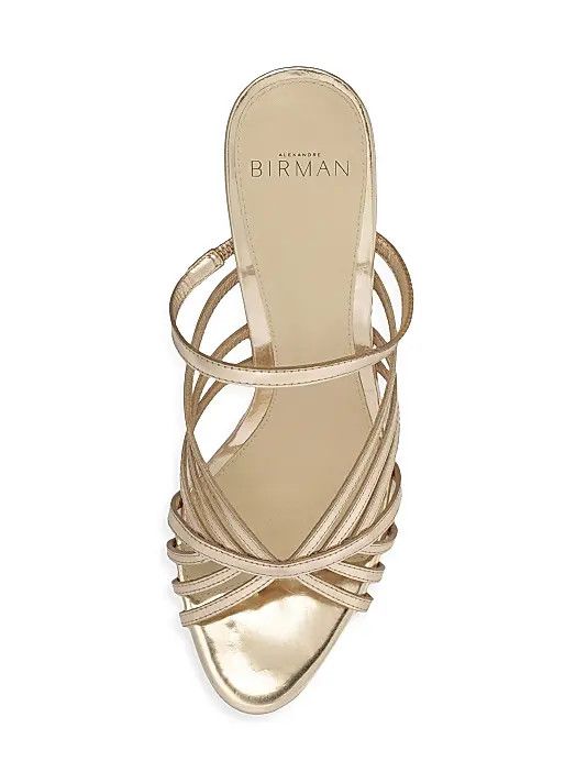 Alexandre Birman os11x1225 Fran 85MM Leather Metallic Mules in Gold Size US 7 / IT 37 - 5 Thumbnail