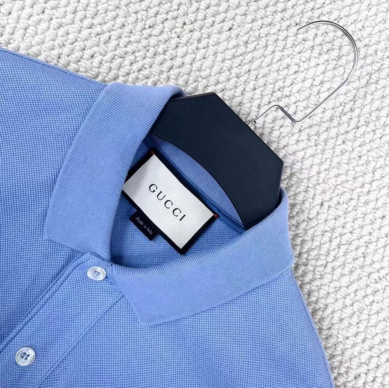 Gucci Gucci Light Blue Embroidered Shield Bee Star M Polo Size US M / EU 48-50 / 2 - 3 Thumbnail